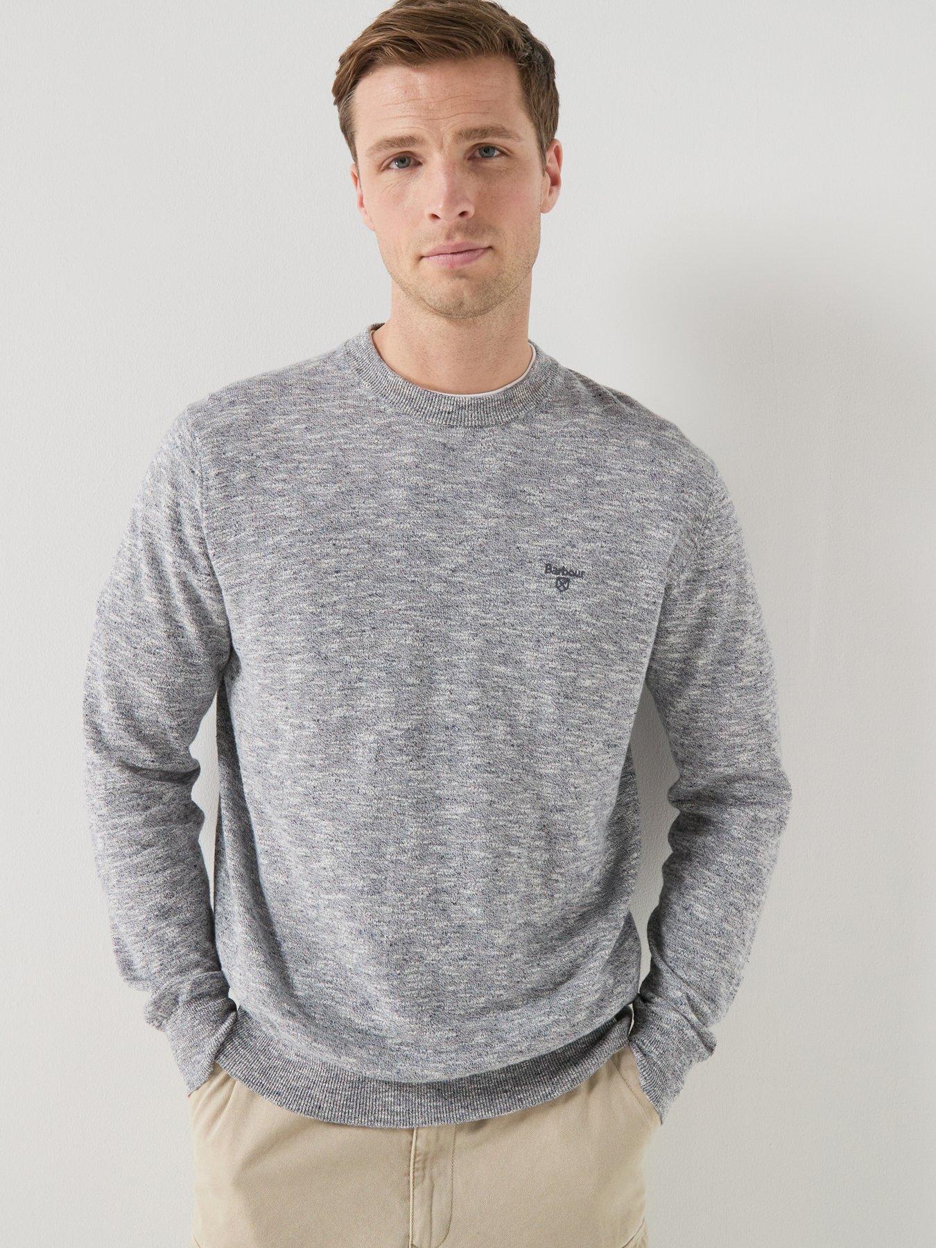 Barbour Flaxby Linen Blend Crew Neck Knitted Jumper - Grey