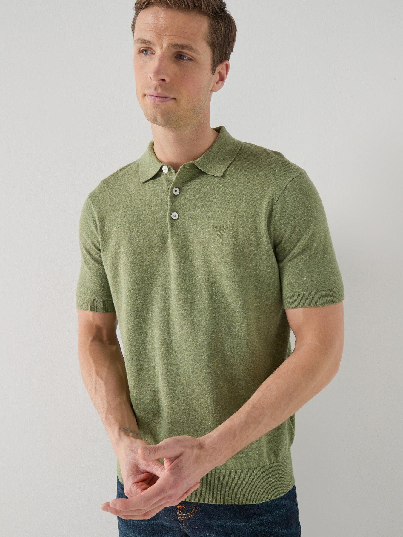 Barbour Muston Linen Blend Knitted Polo Shirt - Green