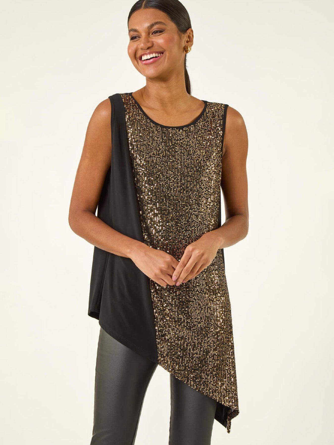 Roman Sequin Asymmetric Stretch Vest