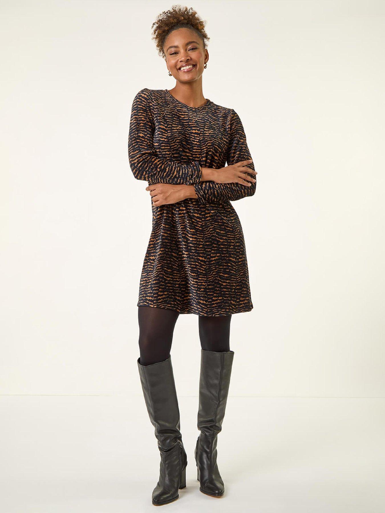 Roman Abstract Print Swing Stretch Dress