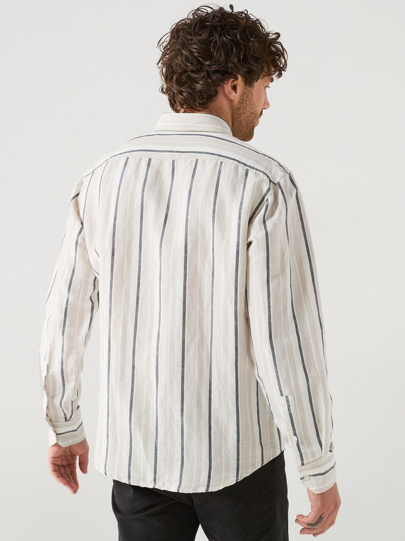Image 2 of 6 of BOSS Ricoplus Relaxed Fit Pastel Stripe Shirt - Light Grey