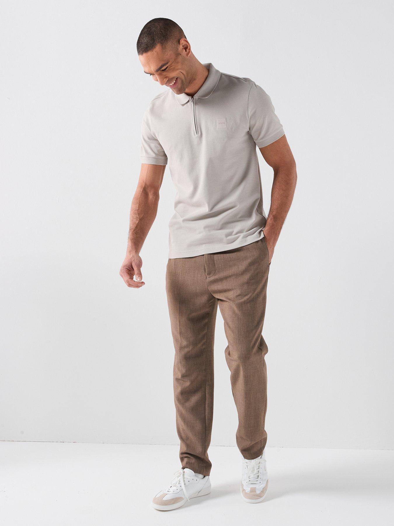 Image 3 of 4 of BOSS Quarter Zip Polo Shirt - Light Grey