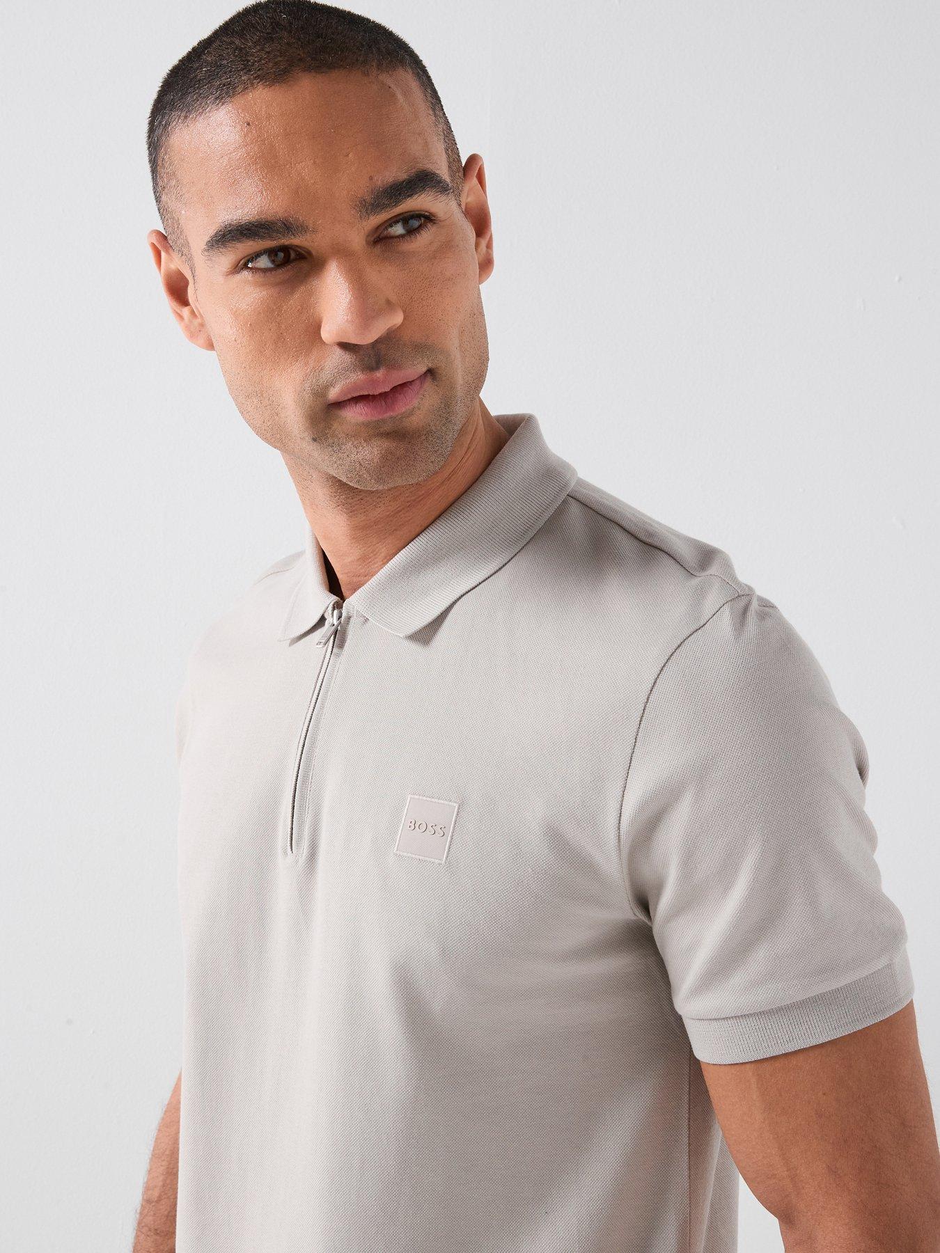 Image 4 of 4 of BOSS Quarter Zip Polo Shirt - Light Grey