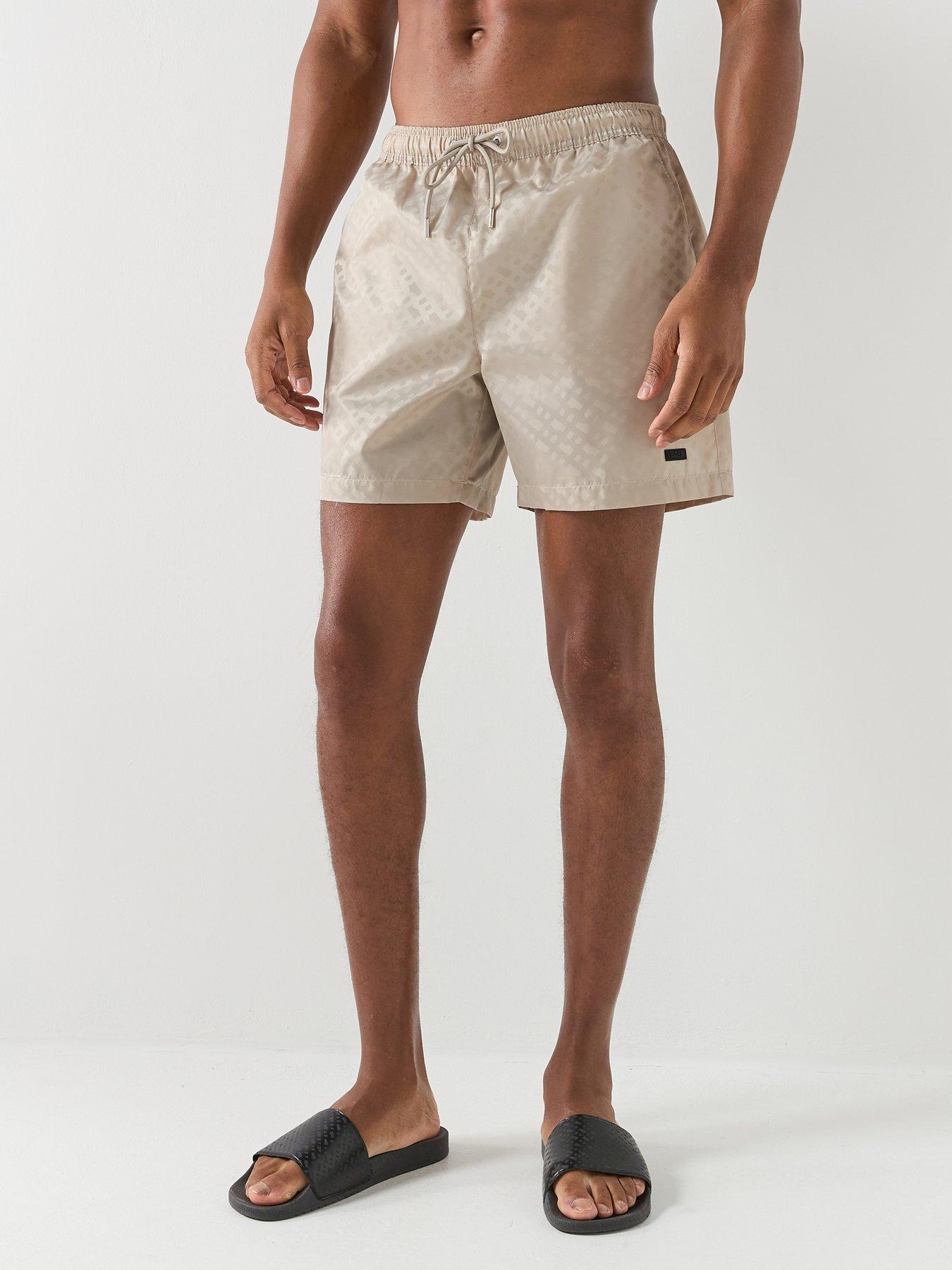 BOSS Jacques Jacquard Monogram Swim Shorts - Light Beige
