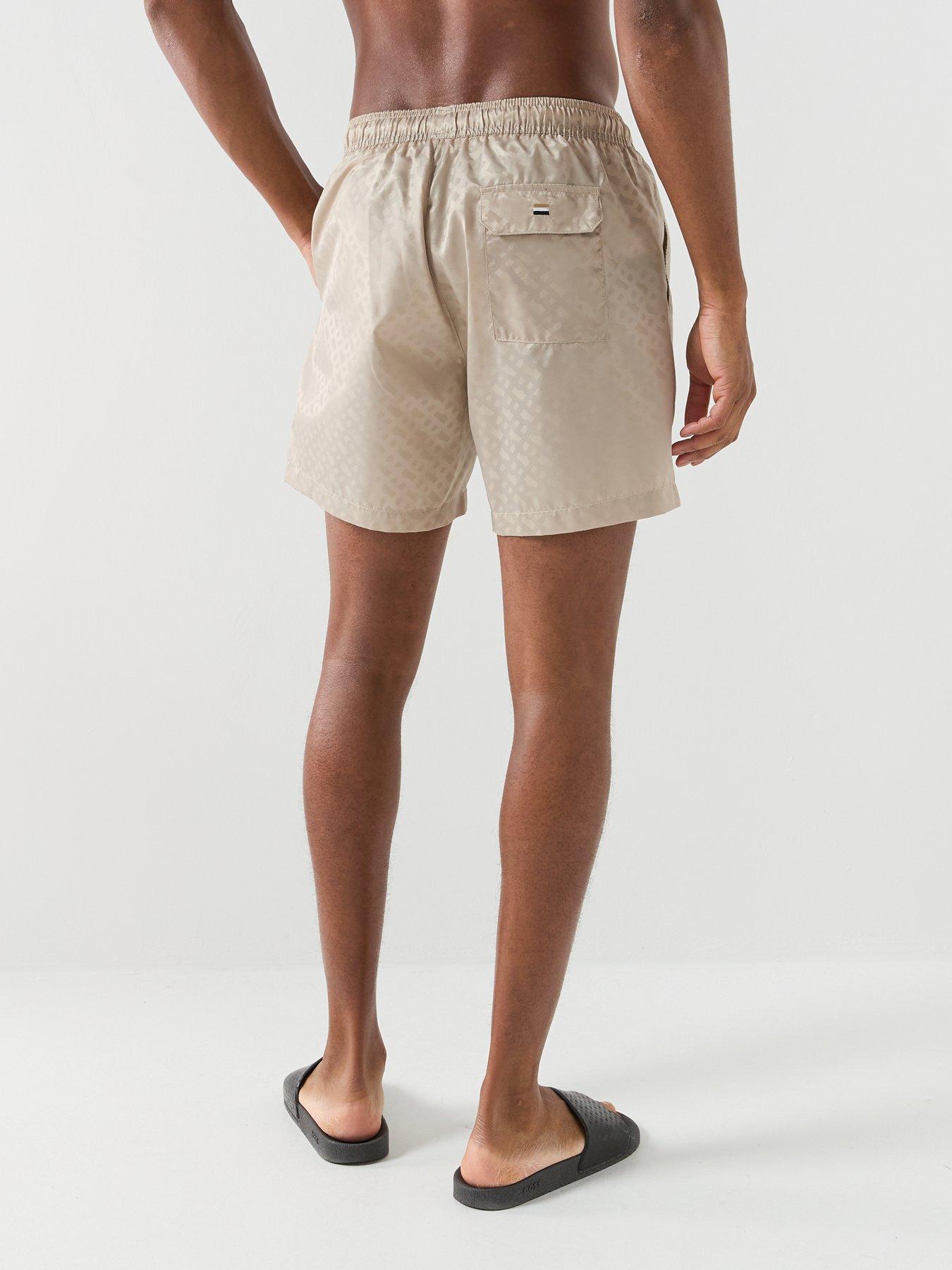 Image 2 of 5 of BOSS Jacques Jacquard Monogram Swim Shorts - Light Beige