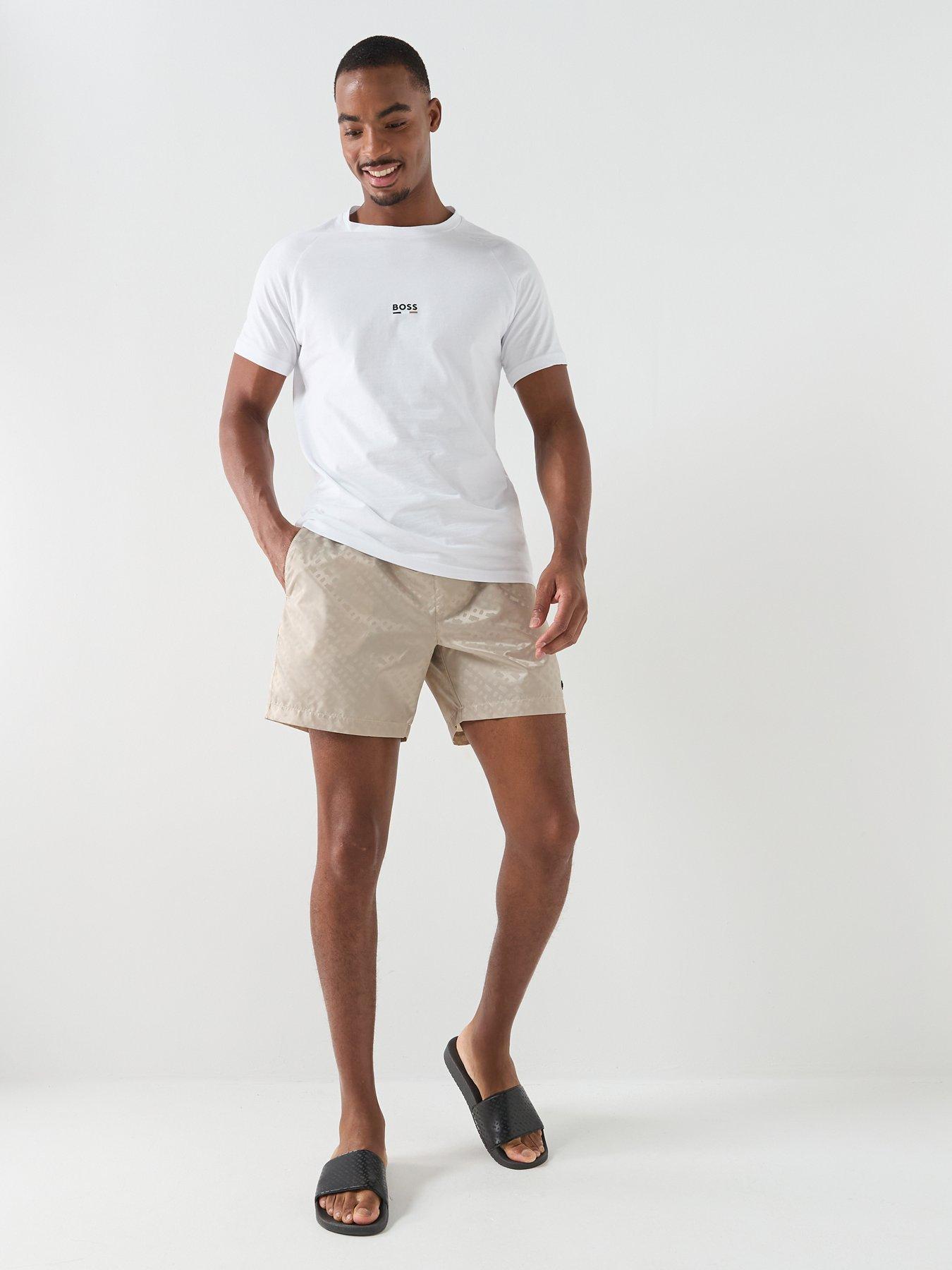 Image 3 of 5 of BOSS Jacques Jacquard Monogram Swim Shorts - Light Beige