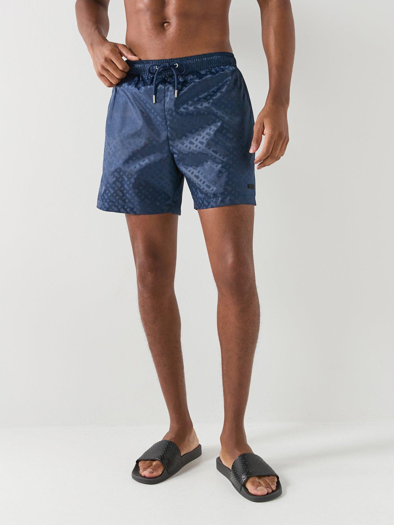 BOSS Jacques Jacquard Monogram Swim Shorts - Navy