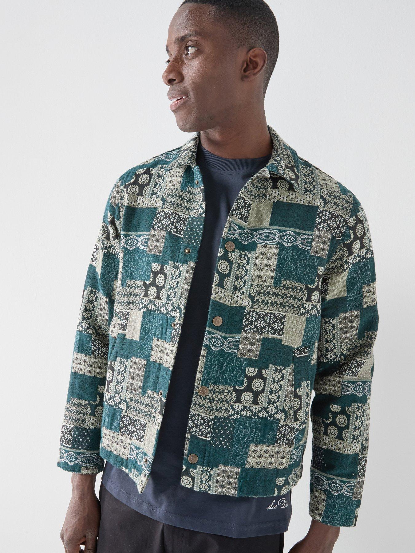 Image 1 of 5 of Les Deux All Over Jacquard Overshirt - Dark Green