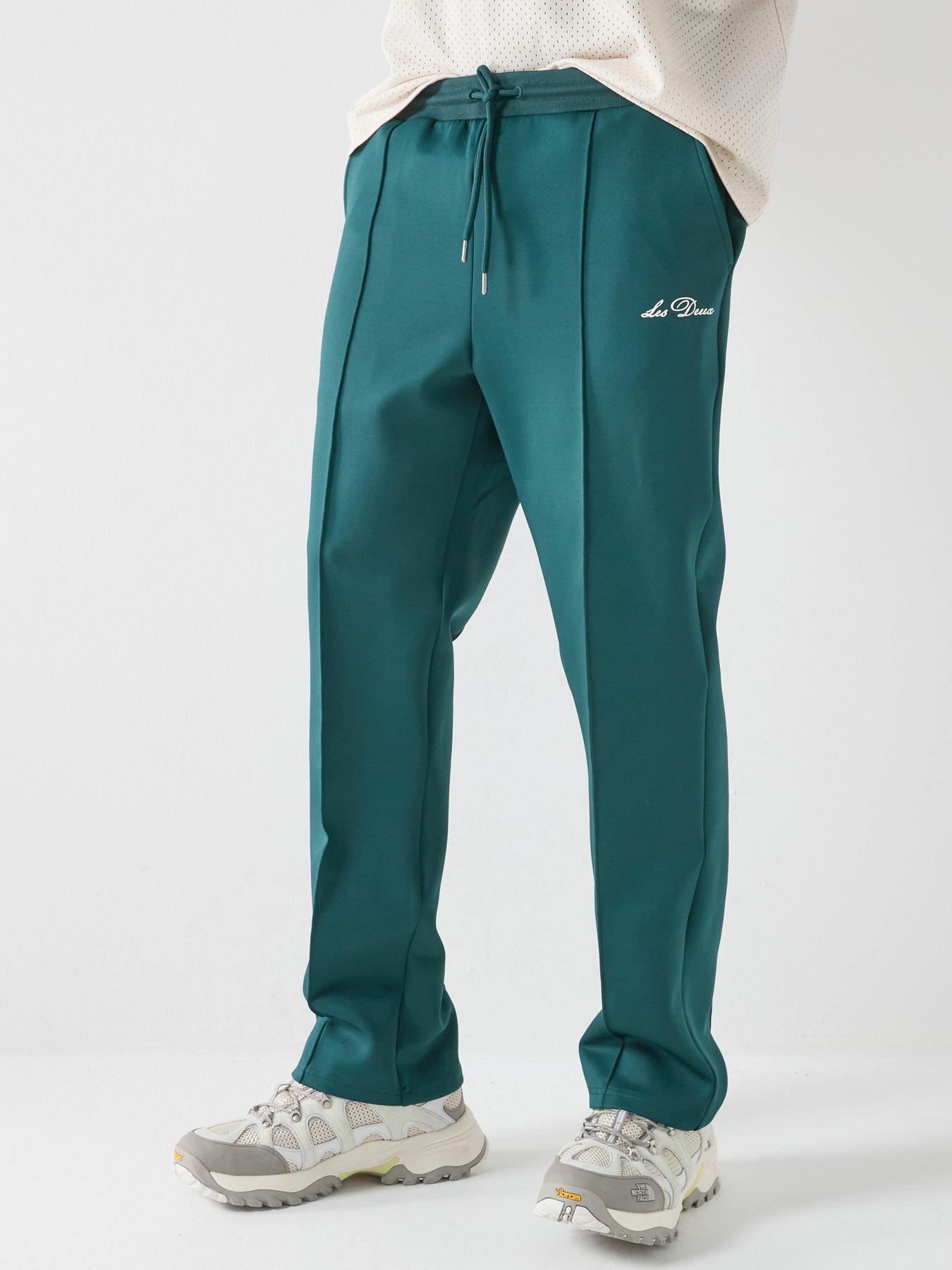 Les Deux Ballier Casual Track Pleated Joggers, Dark Green, Size L, Men