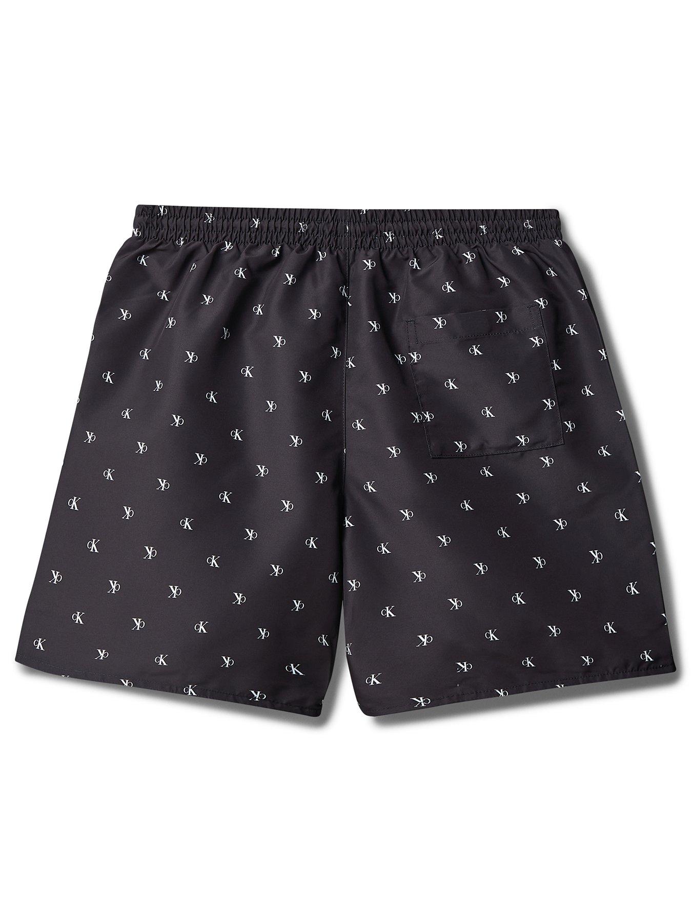 Image 2 of 2 of Calvin Klein Boys Medium Drawstring Print Swim Shorts - Black
