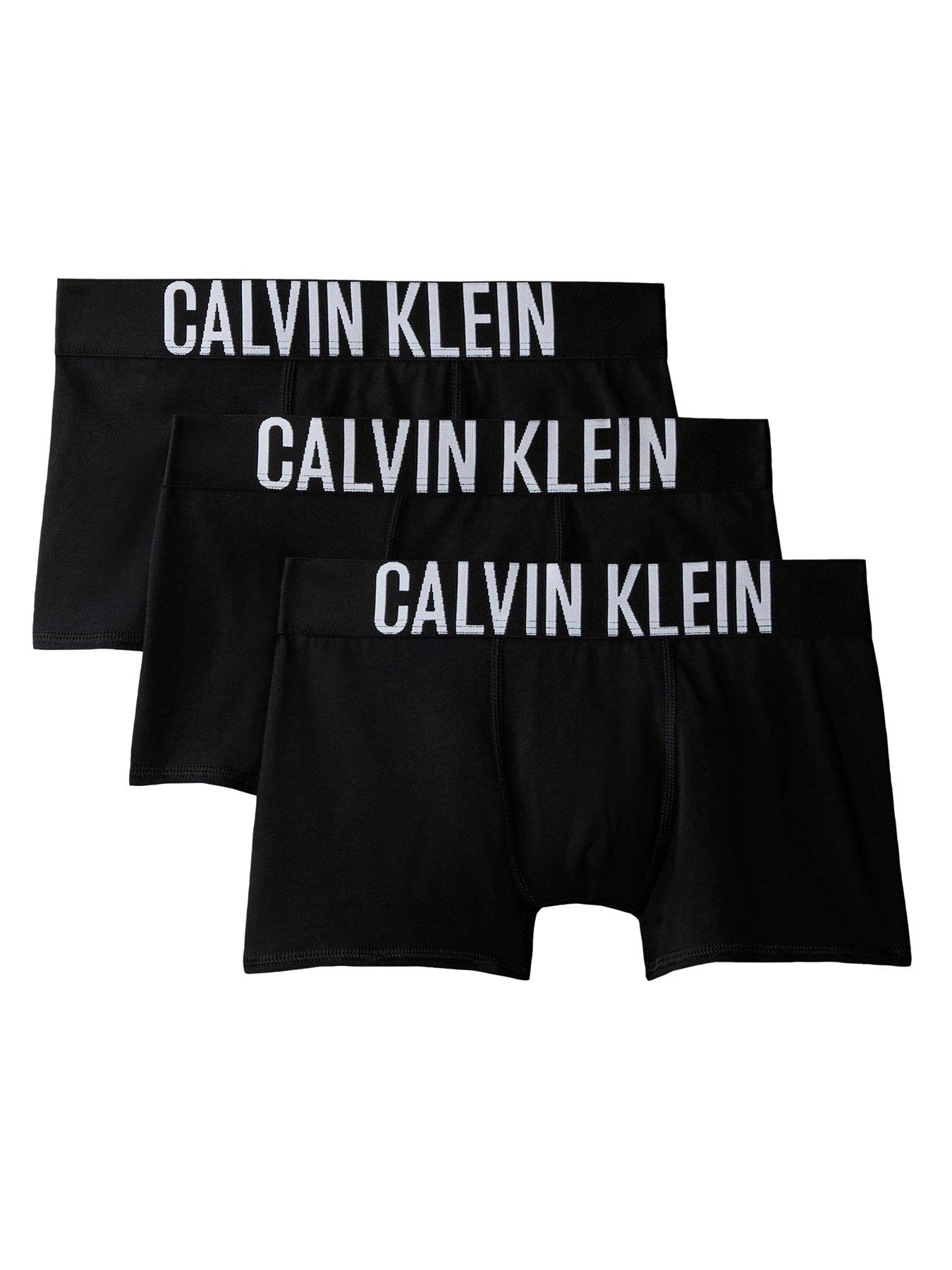 Calvin Klein Boys 3 Pack Intense Power Trunk, Black, Size Age: 8-10 Years