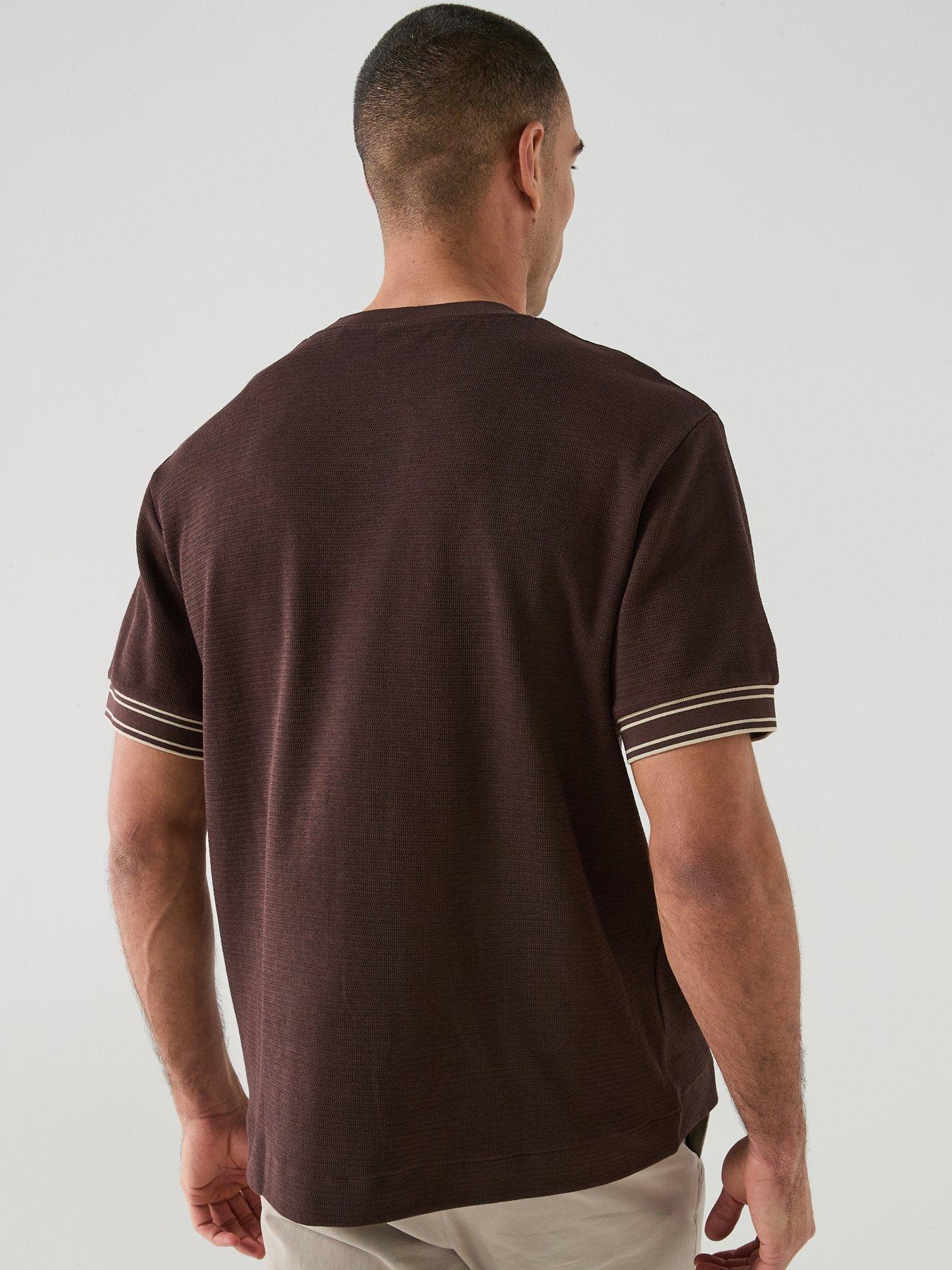 Image 2 of 4 of BOSS C-Tigerman 47 Sleeve Trim Textured T-Shirt - Brown
