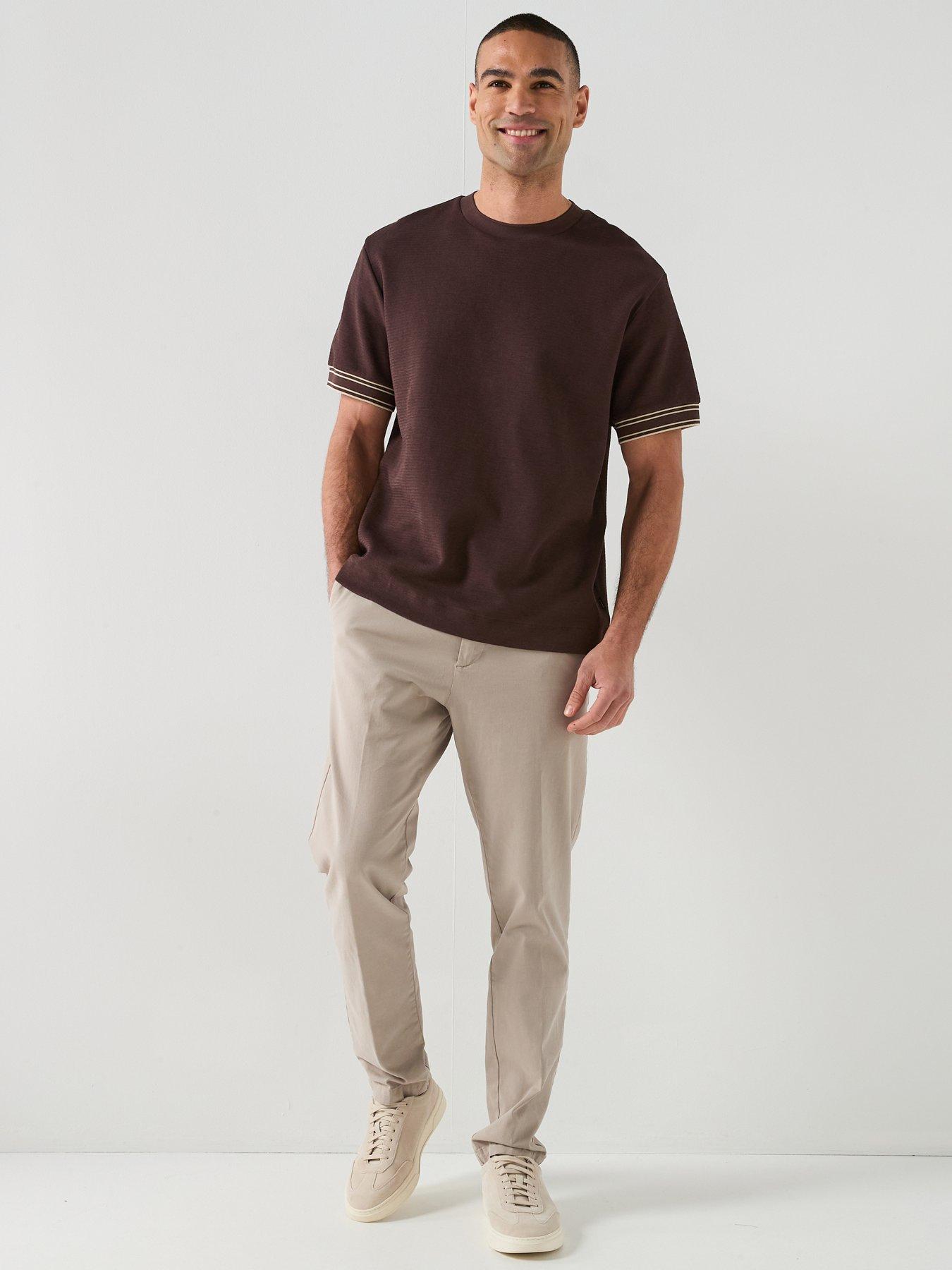 Image 3 of 4 of BOSS C-Tigerman 47 Sleeve Trim Textured T-Shirt - Brown