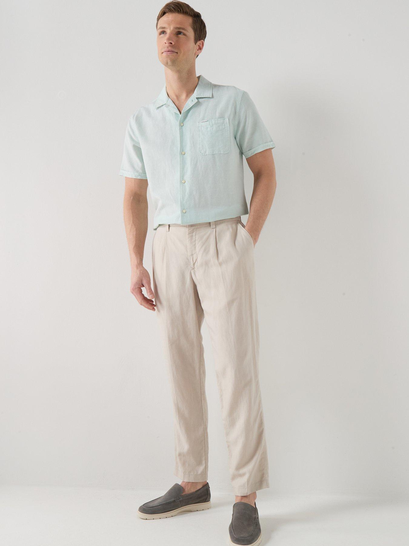 Image 3 of 4 of Barbour Landkey Overdyed Relaxed Open Collar Fit Short Sleeve Shirt - Light Blue