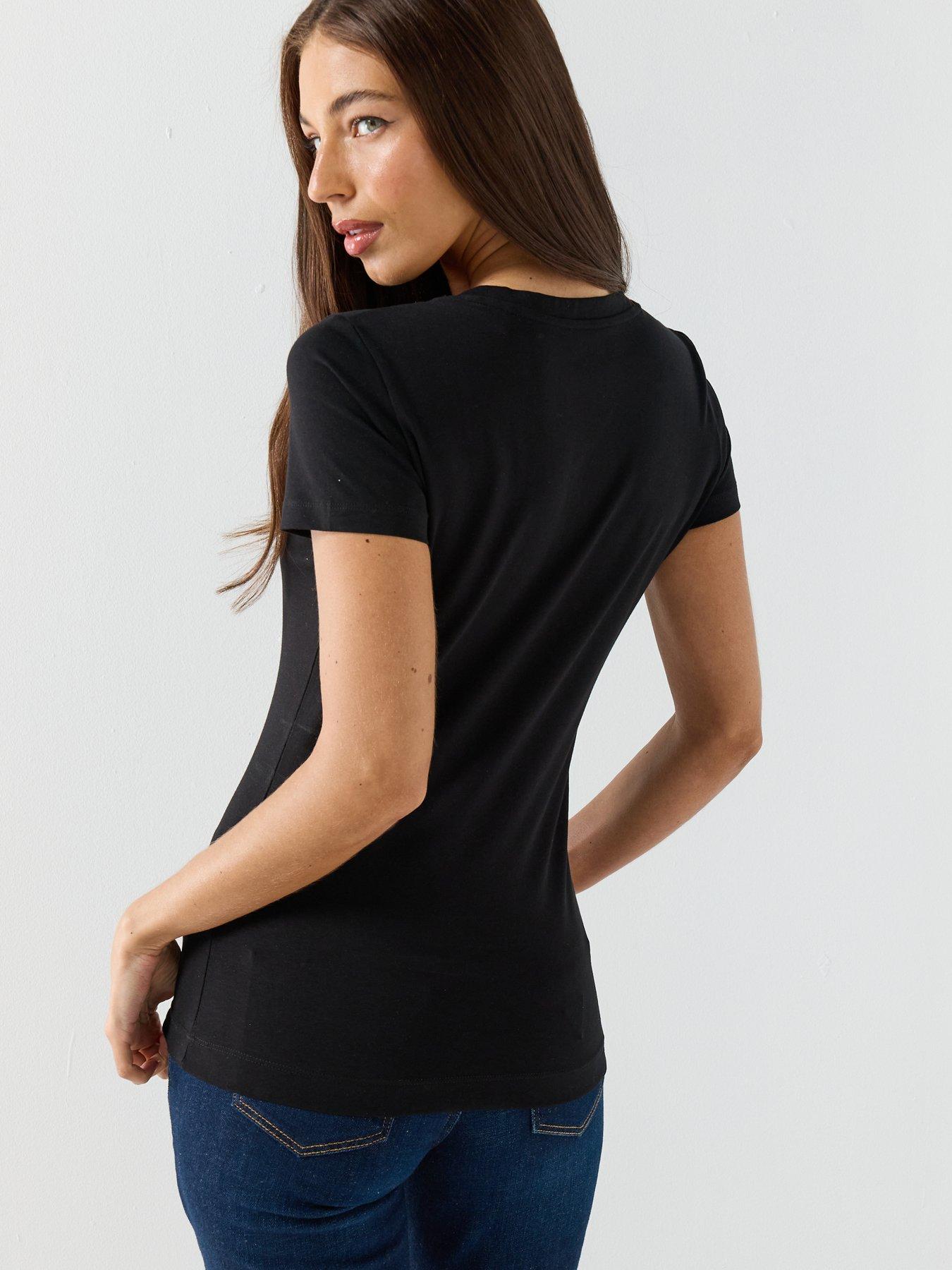 Image 2 of 5 of Guess Short Sleeve Leo Triangle T-Shirt - Black