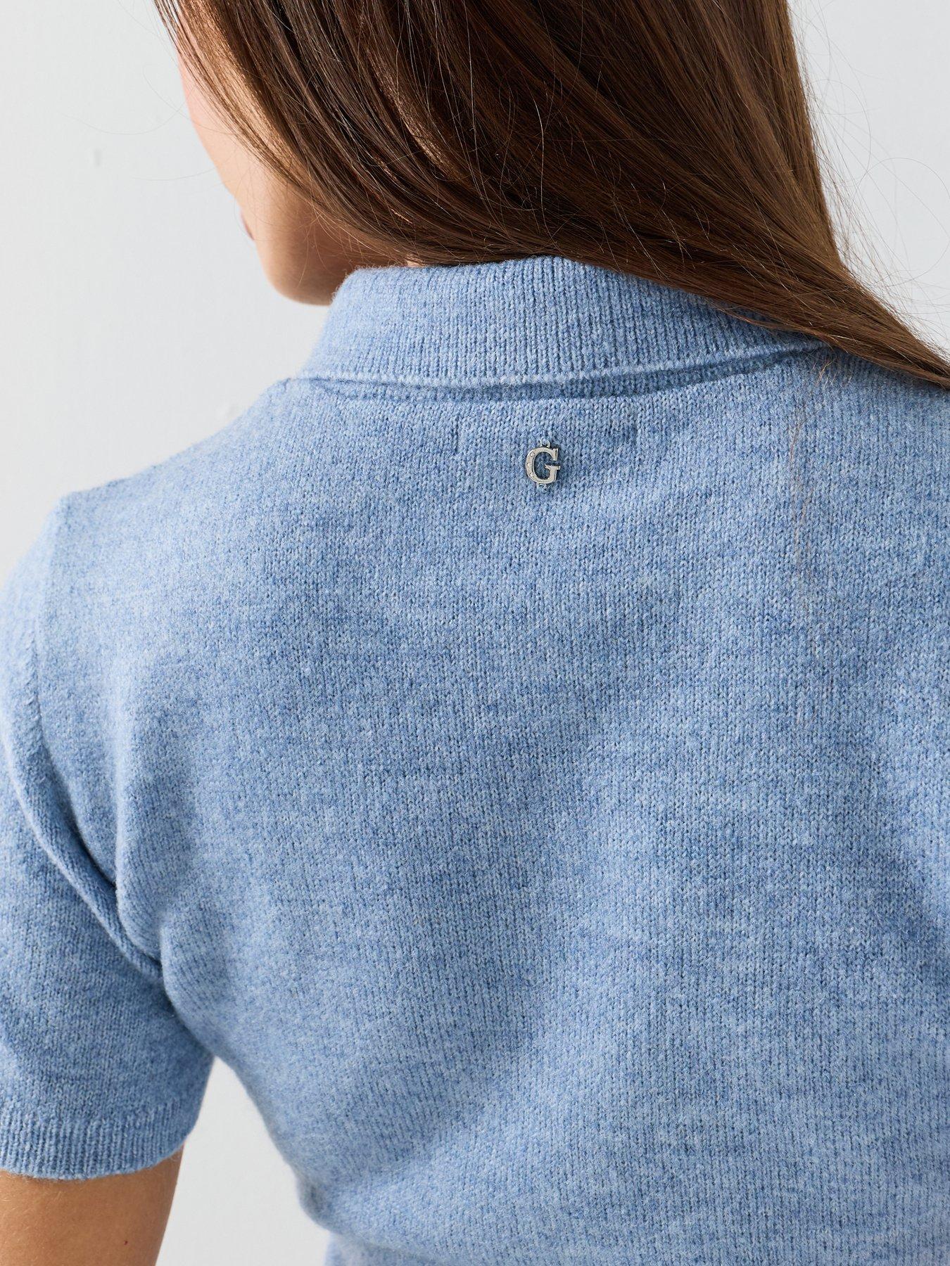 Image 5 of 5 of Guess Jeans Short Sleeve Polo Ophelia Sweater - Blue