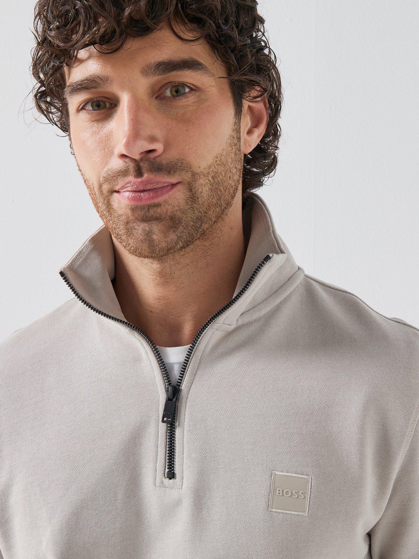 Image 6 of 6 of BOSS Boss Zetrust 1/4 Zip Sweat - Light Grey