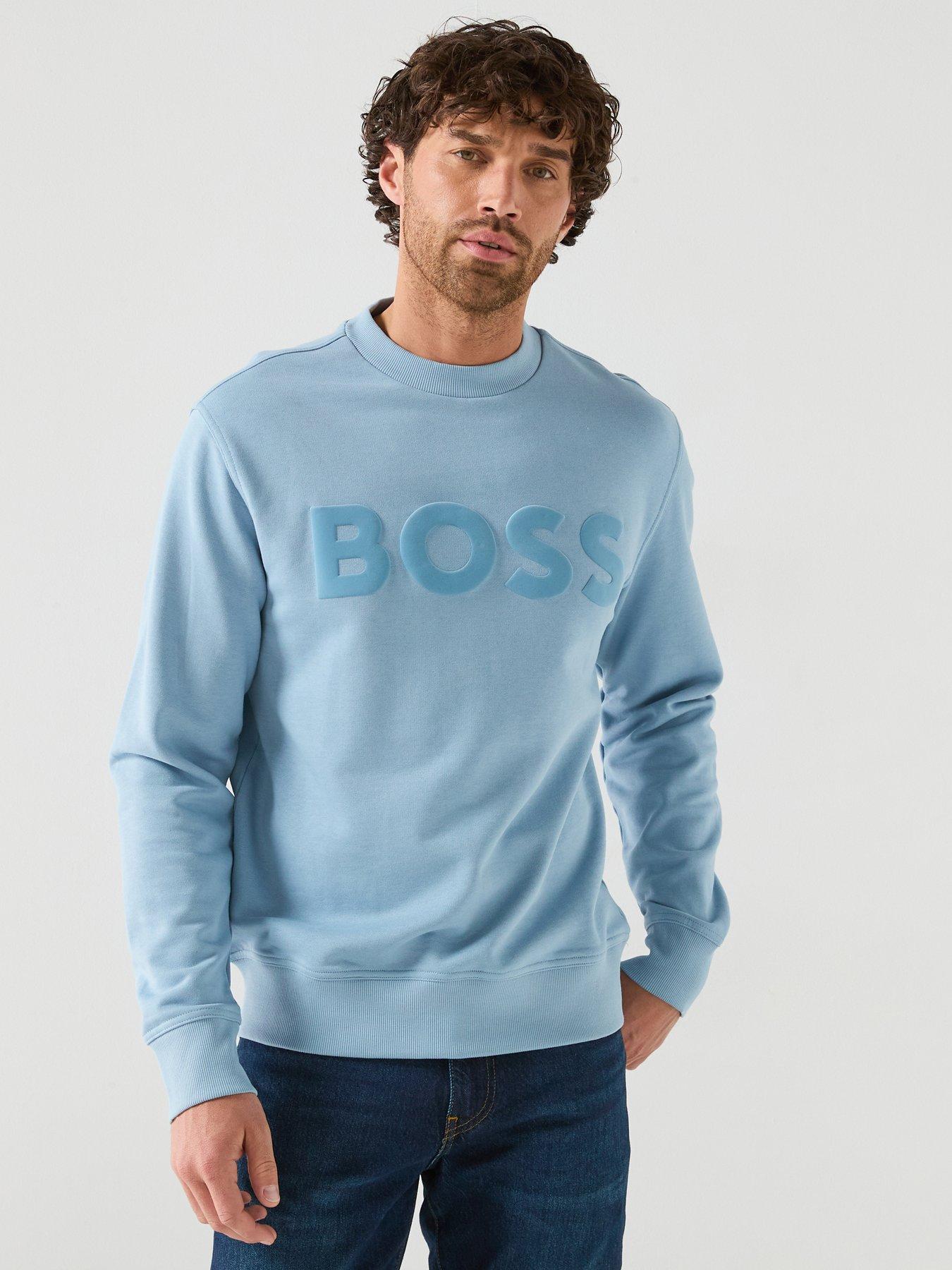 BOSS Webasic Logo Crew Sweatshirt - Light Blue