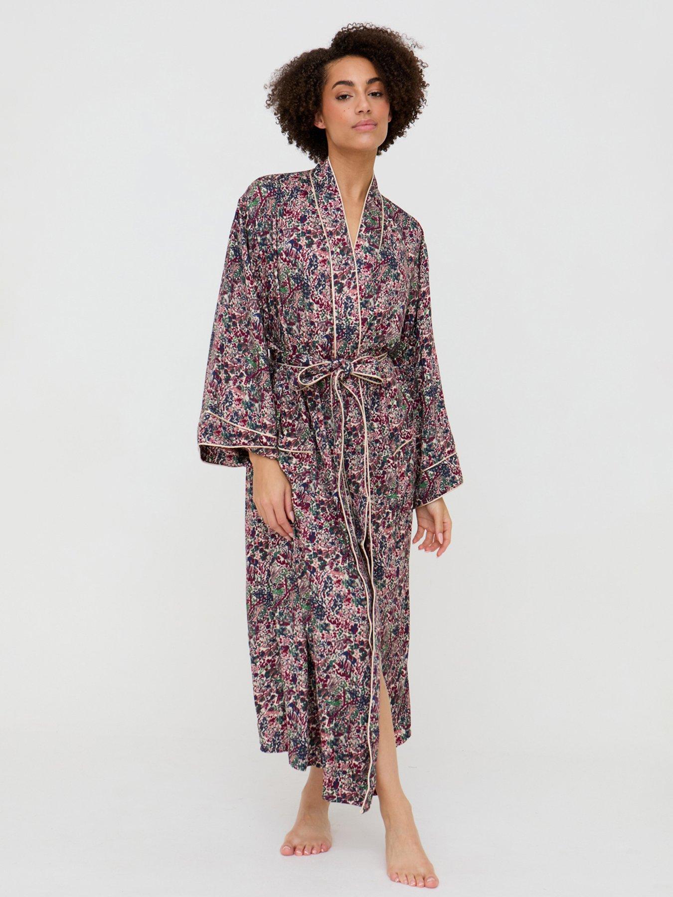 Image 1 of 5 of Lily & Lionel Corina Kimono Style Forest Floral Print Robe In - Multi