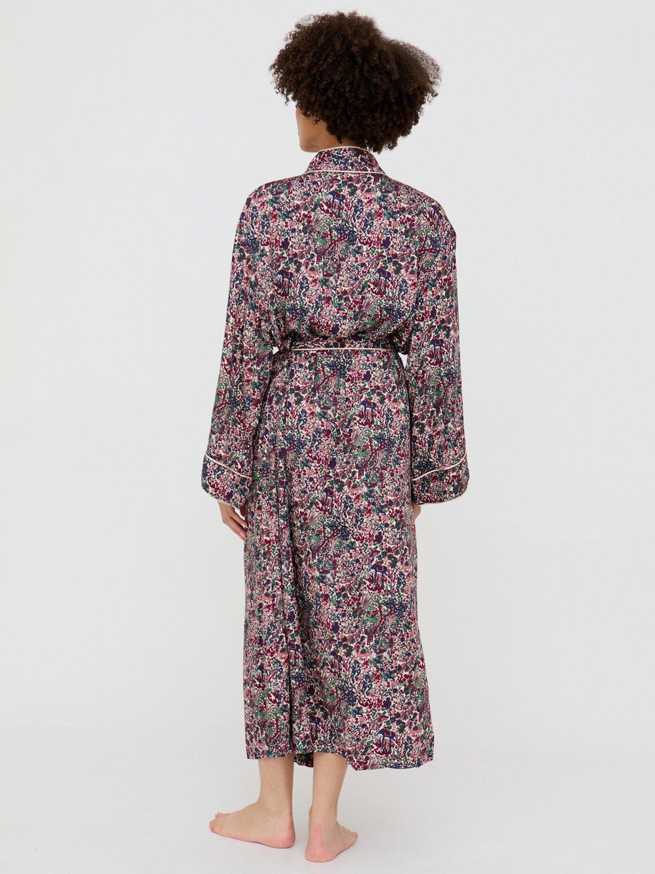 Image 2 of 5 of Lily & Lionel Corina Kimono Style Forest Floral Print Robe In - Multi