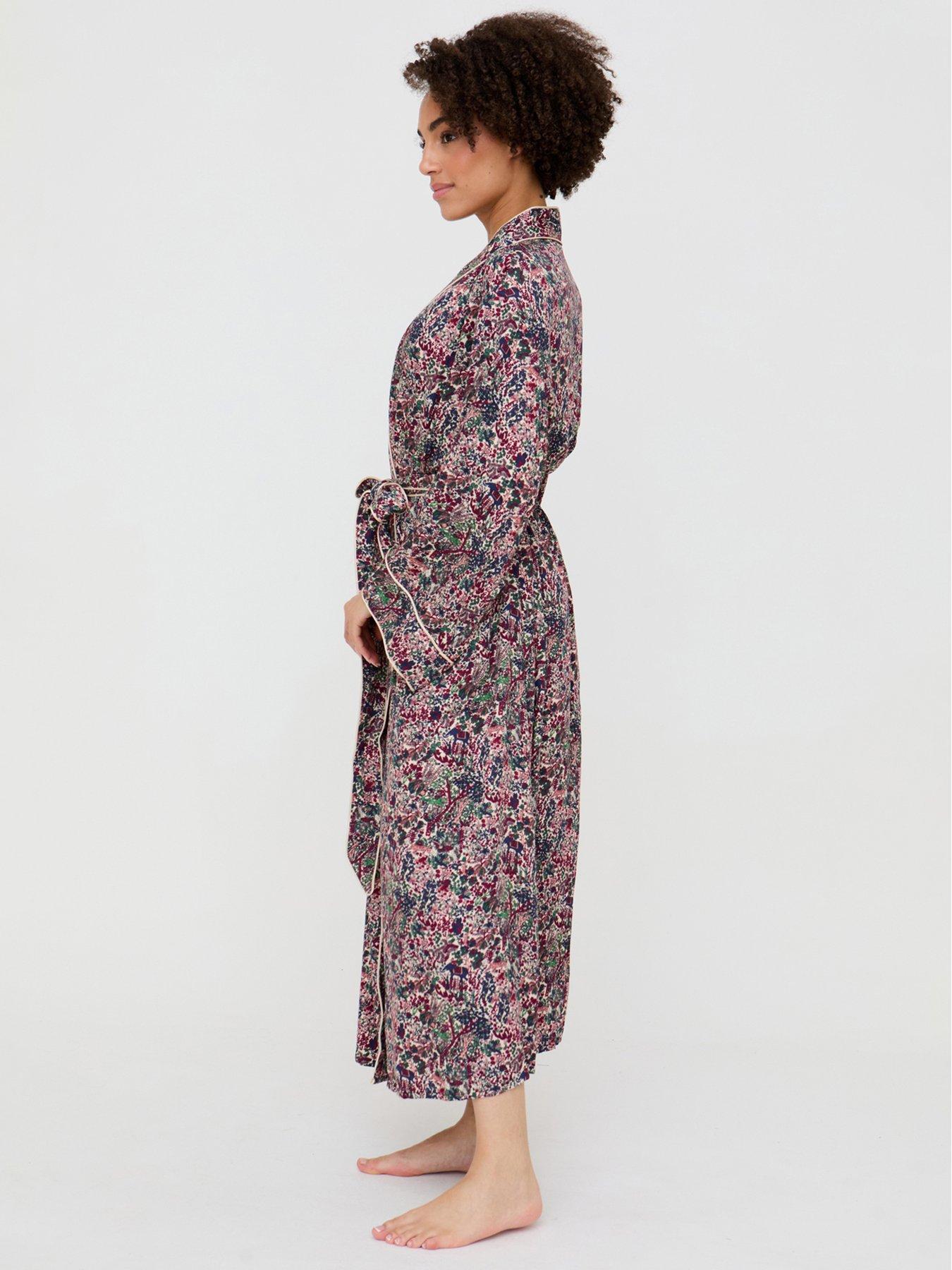 Image 5 of 5 of Lily & Lionel Corina Kimono Style Forest Floral Print Robe In - Multi