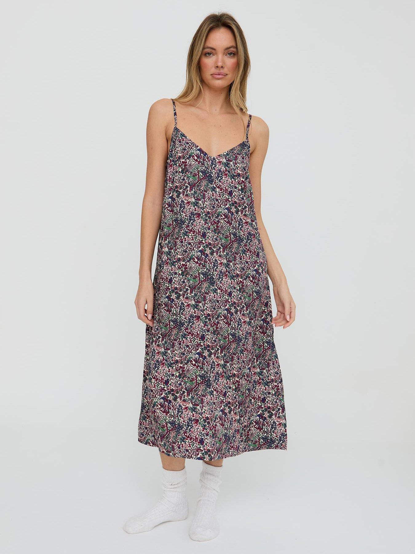 Image 1 of 4 of Lily & Lionel Rosie V-Neck Forest Floral Print Nightie - Multi