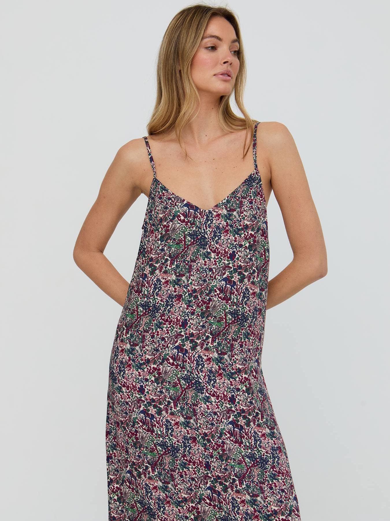Image 3 of 4 of Lily & Lionel Rosie V-Neck Forest Floral Print Nightie - Multi