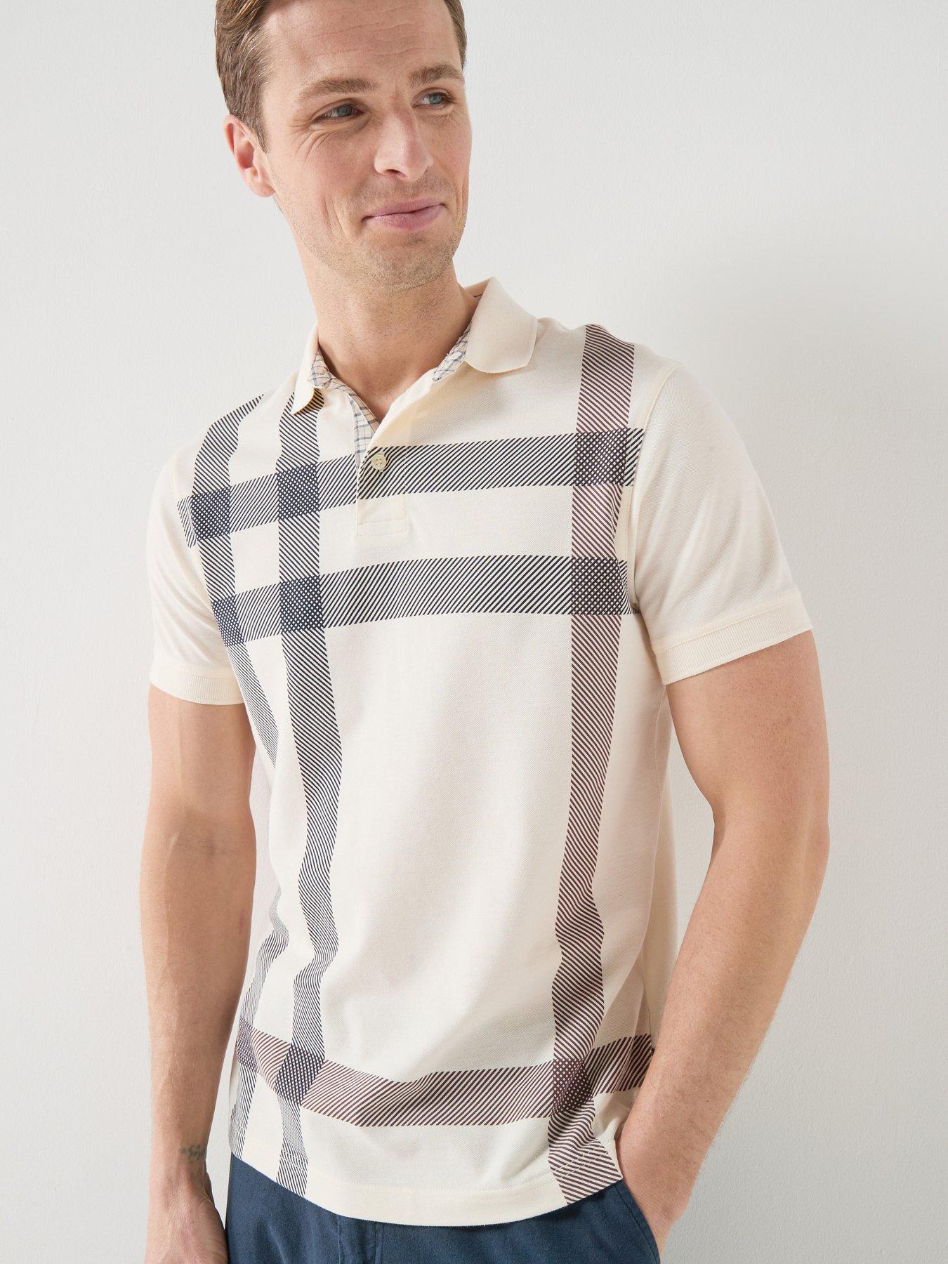 Image 1 of 5 of Barbour Blaine Tartan Tailored Fit Polo Shirt - Beige
