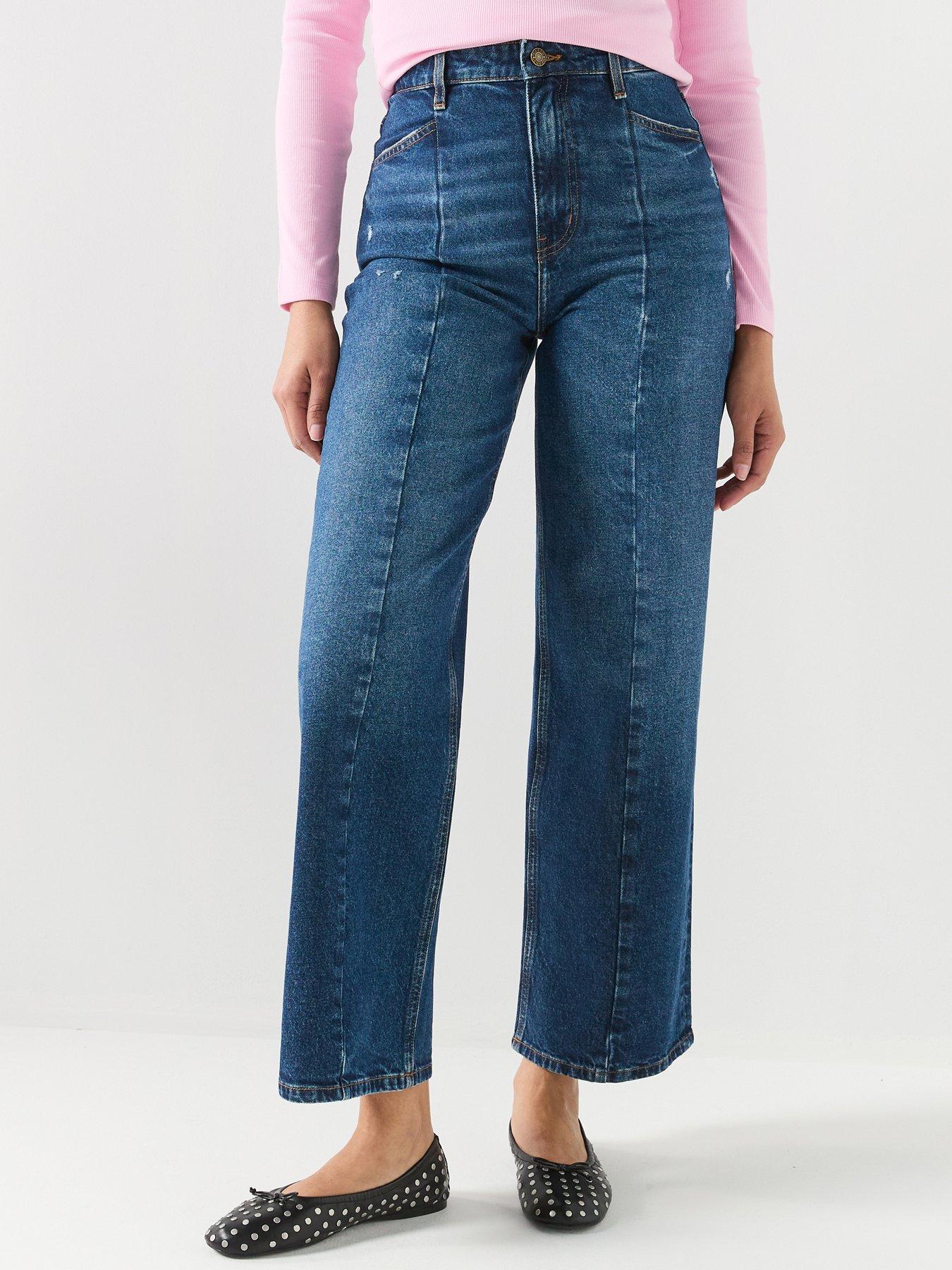 Guess: G11 Wide Leg Crop Seamed Jeans - Blue