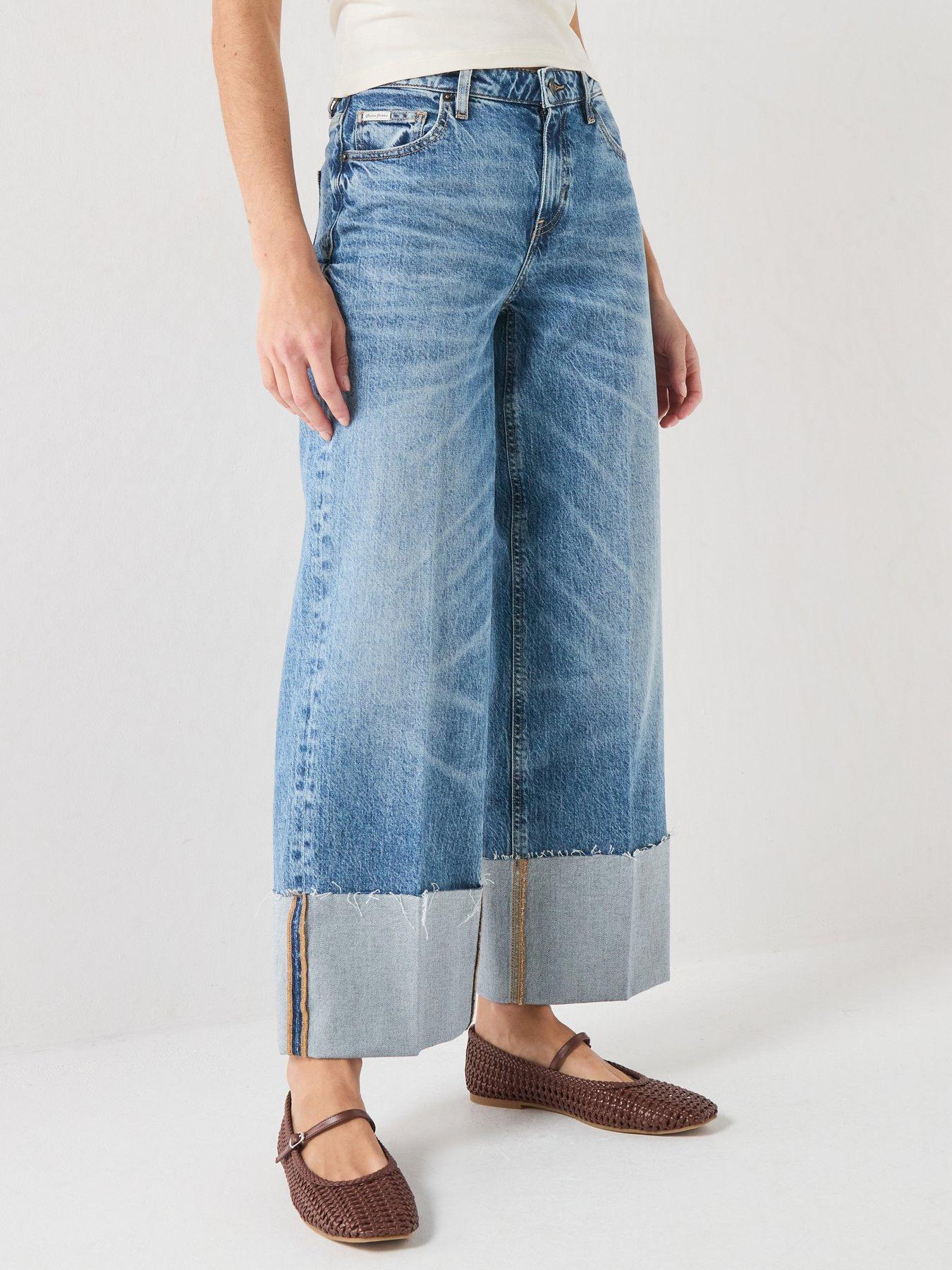 Guess Wide Leg Cuffed Jeans