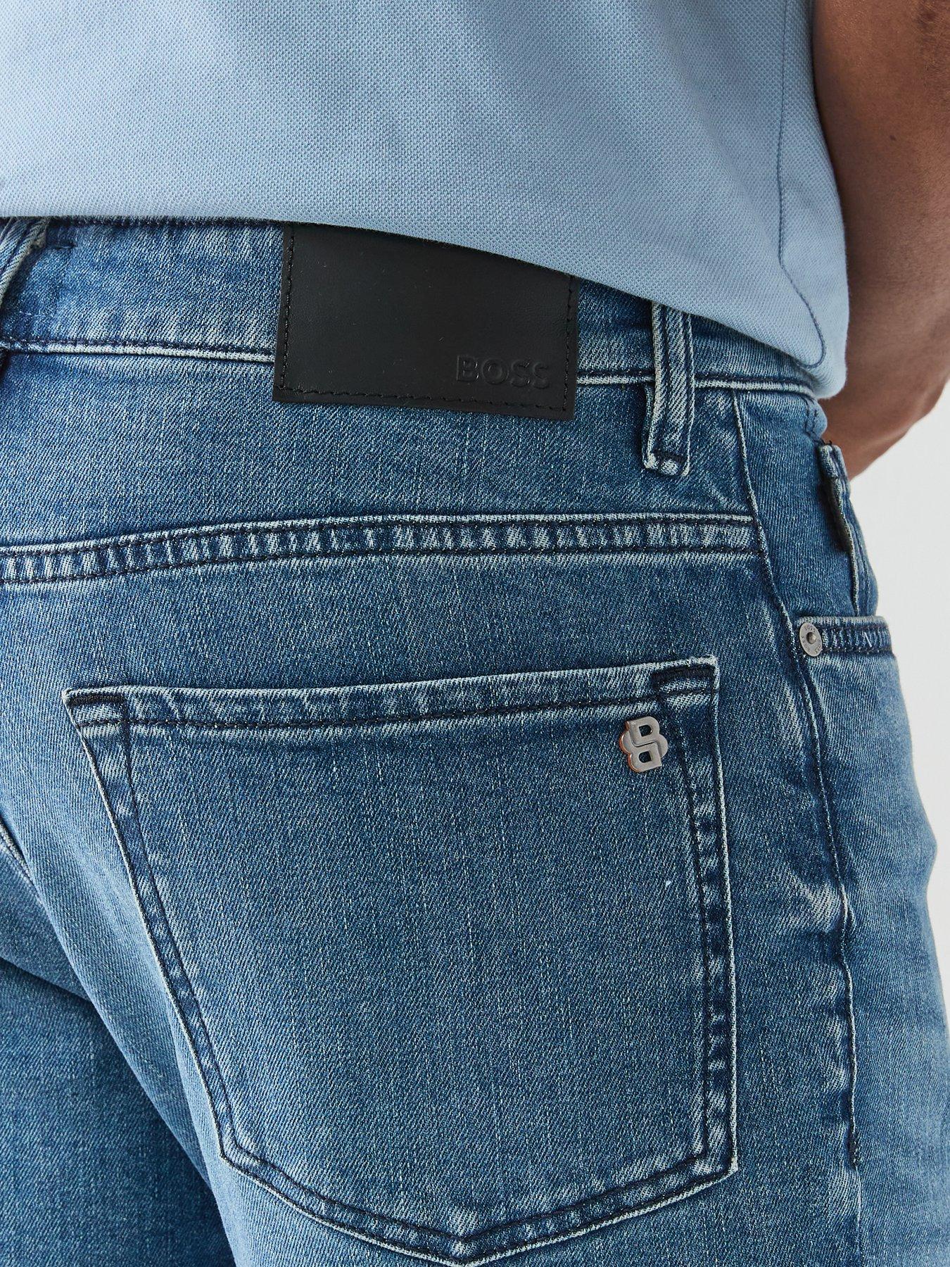 Image 6 of 6 of BOSS ReMaine Bo Regular Fit Denim Shorts - Mid Wash