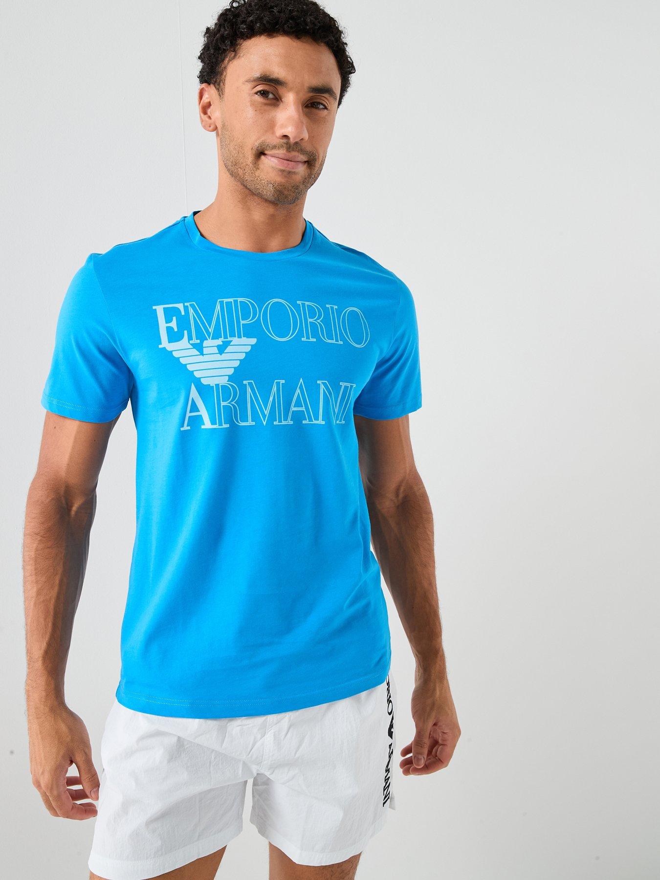 Emporio Armani Bodywear Bold Logo Crew Neck T-Shirt - Bright Blue