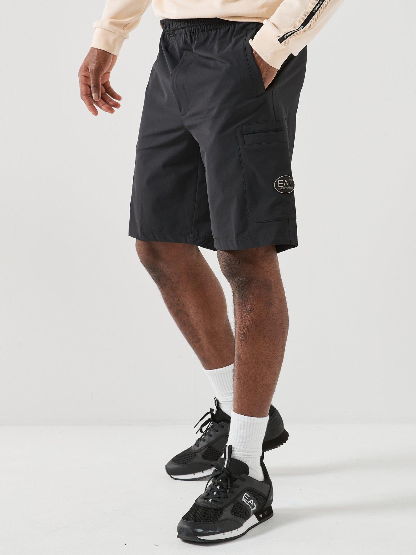 EA7 Emporio Armani Golf Pro Cargo Shorts, Black, Size L, Men