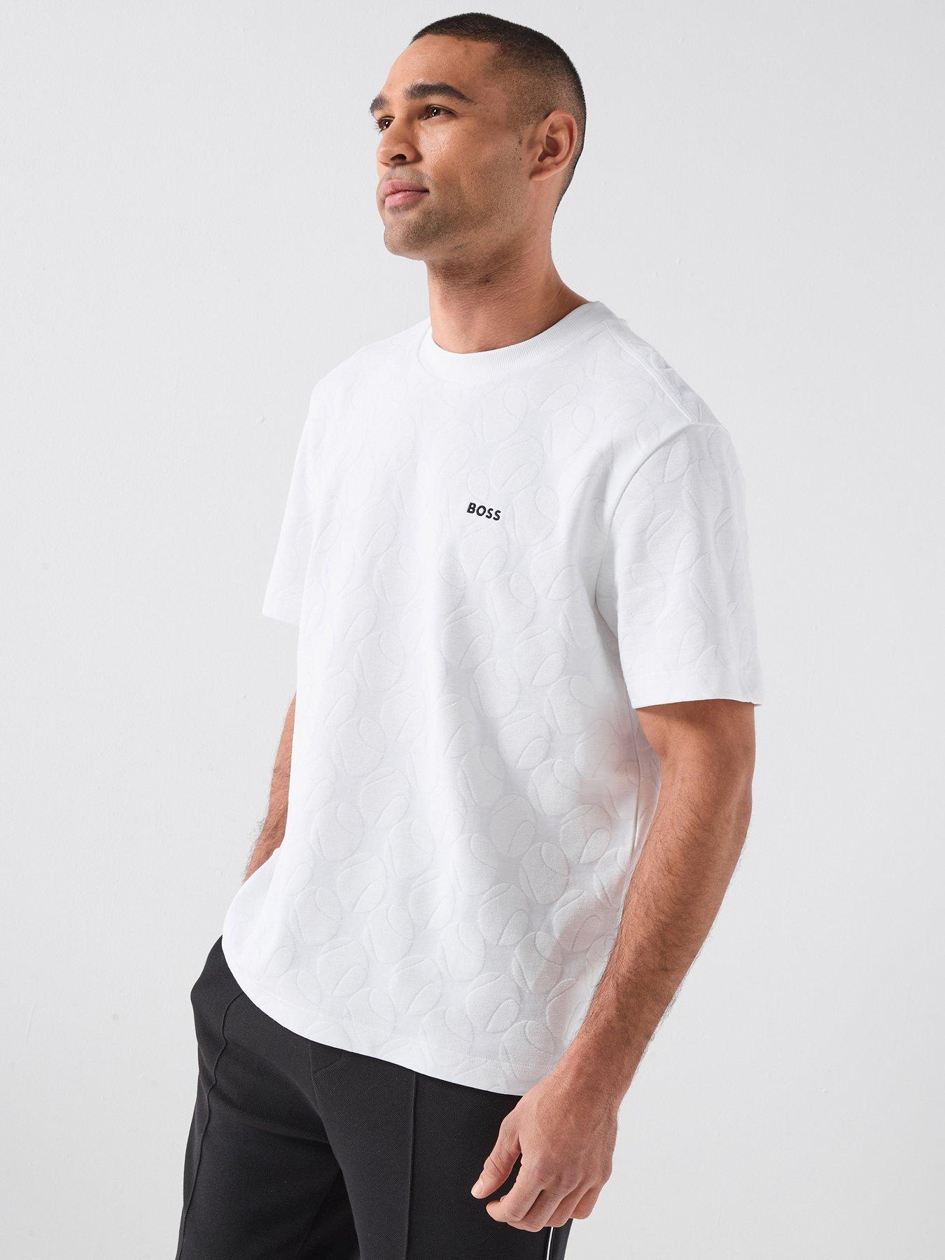 Image 1 of 4 of BOSS Jacquard Tennis Ball Design T-Shirt - White