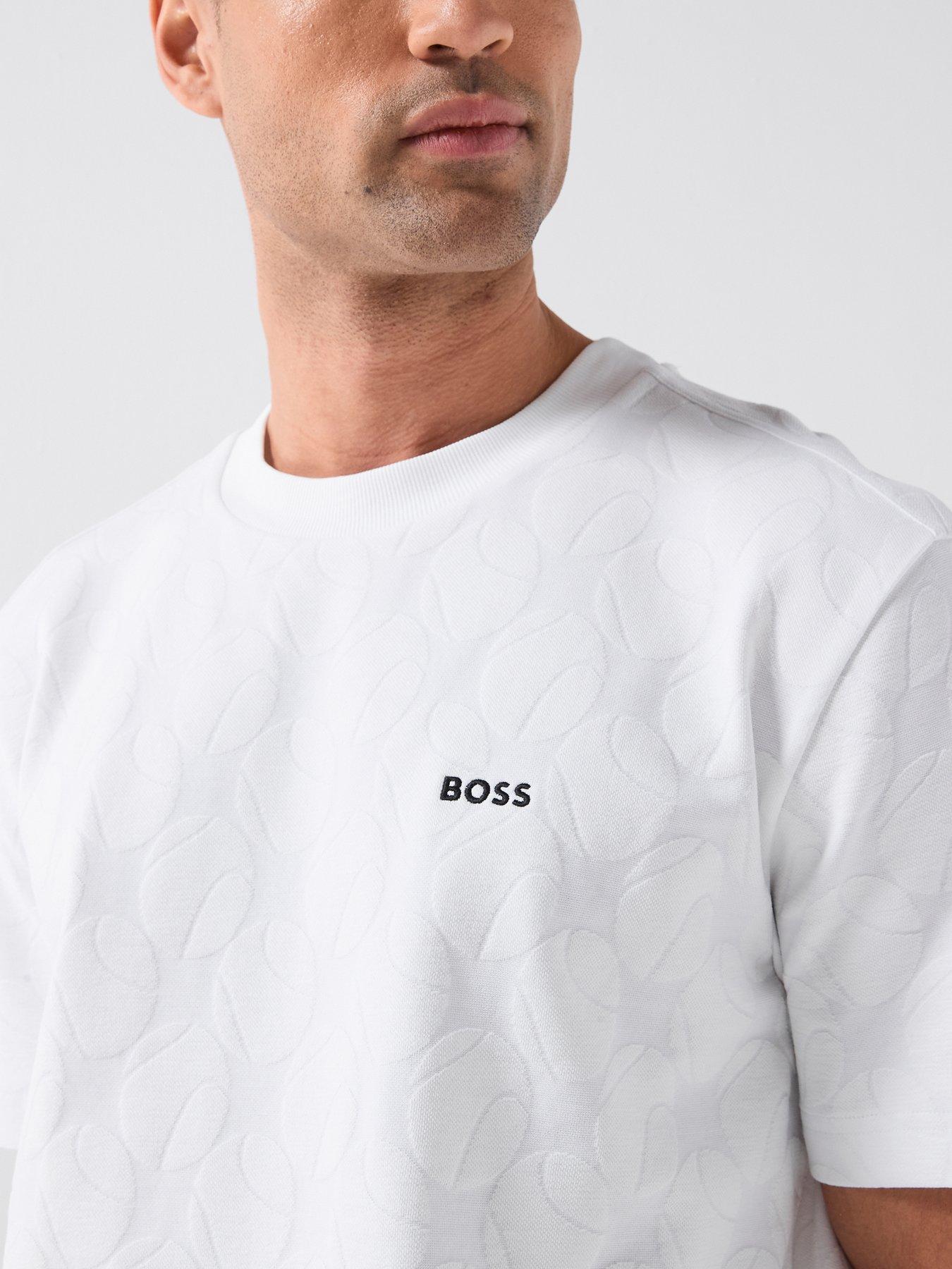 Image 4 of 4 of BOSS Jacquard Tennis Ball Design T-Shirt - White