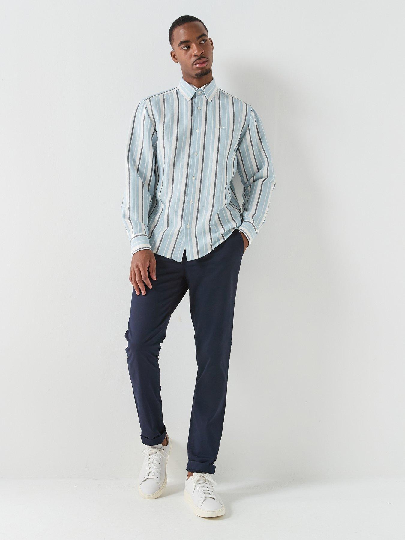 Image 3 of 5 of BOSS Ricoplus_M Relaxed Fit Pastel Stripe Shirt - Light Blue