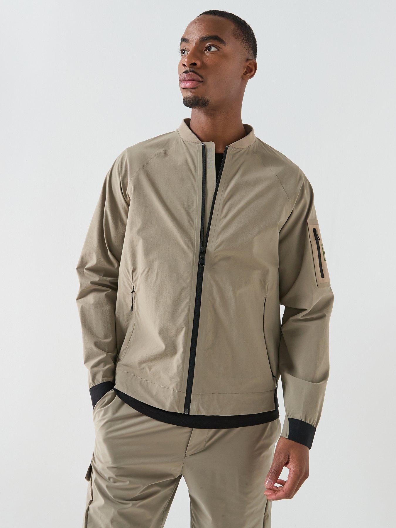 Image 1 of 6 of BOSS Globe Hexa Lightweight Bomber Jacket - Light Green