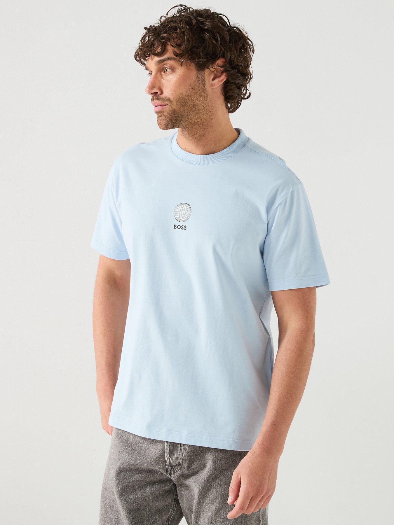 BOSS Graphic Relaxed Fit Back Print T-Shirt - Light Blue