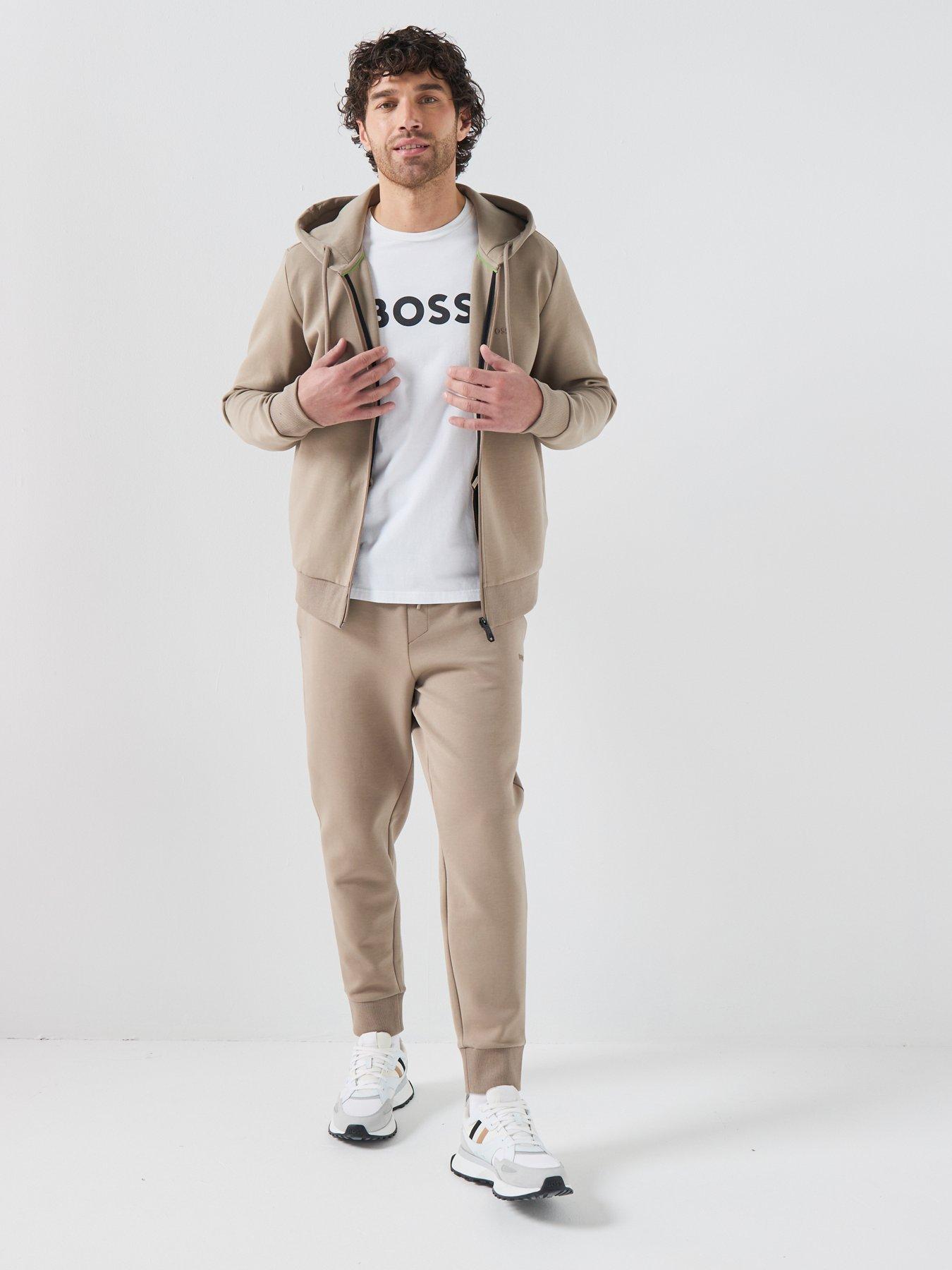 Image 3 of 6 of BOSS Saggy Full Zip Through Hoodie - Khaki