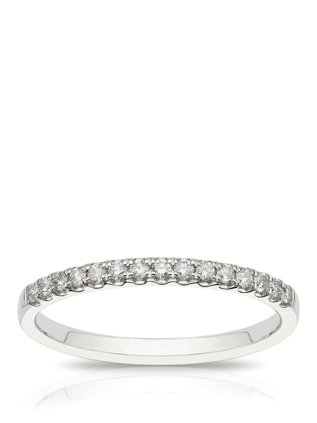 Ernest Jones 18Ct Gold Claw Set Eternity 0.15Ct Diamond Ring - White