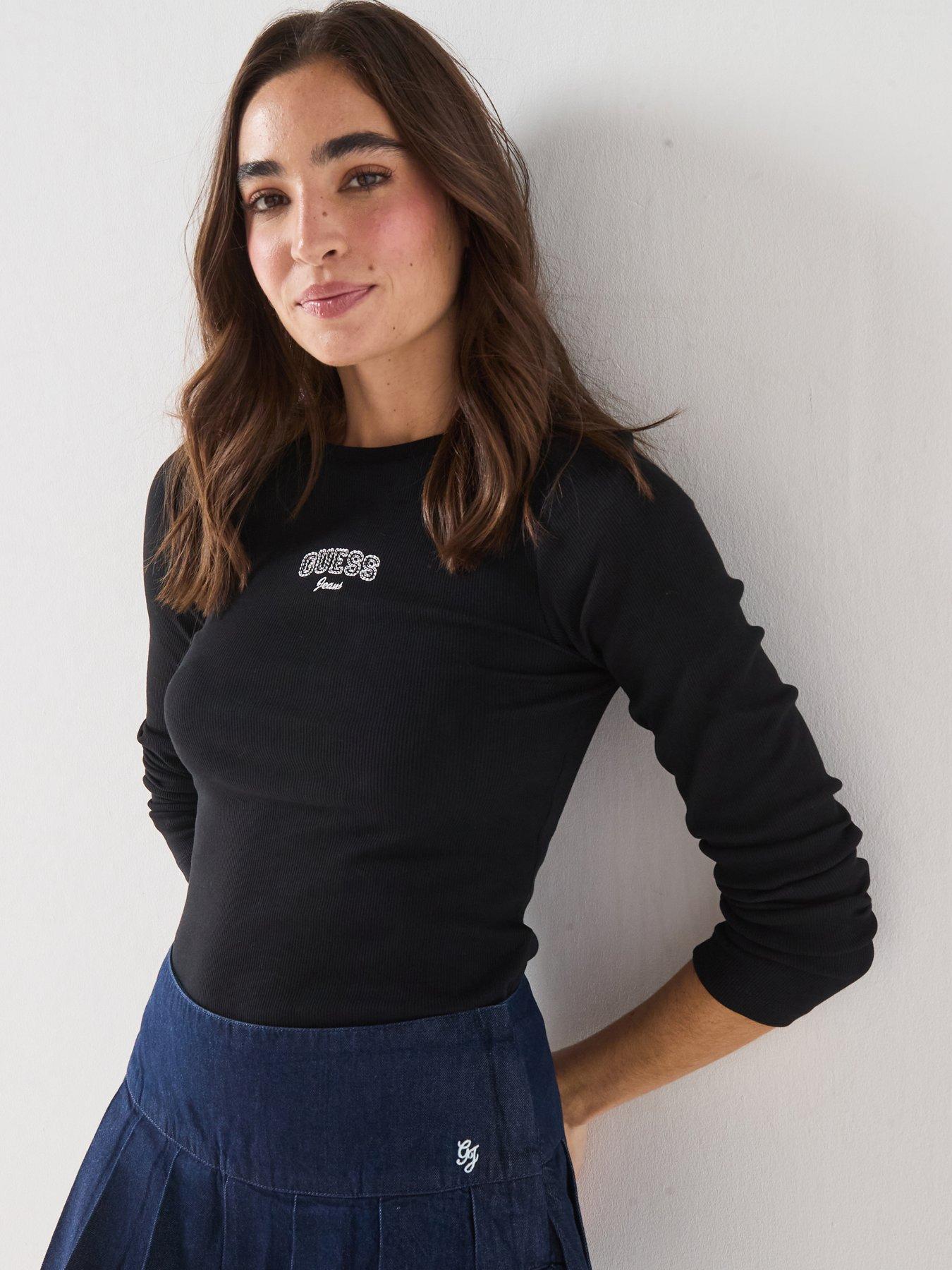 Image 1 of 6 of Guess Long Sleeve Slim Tee