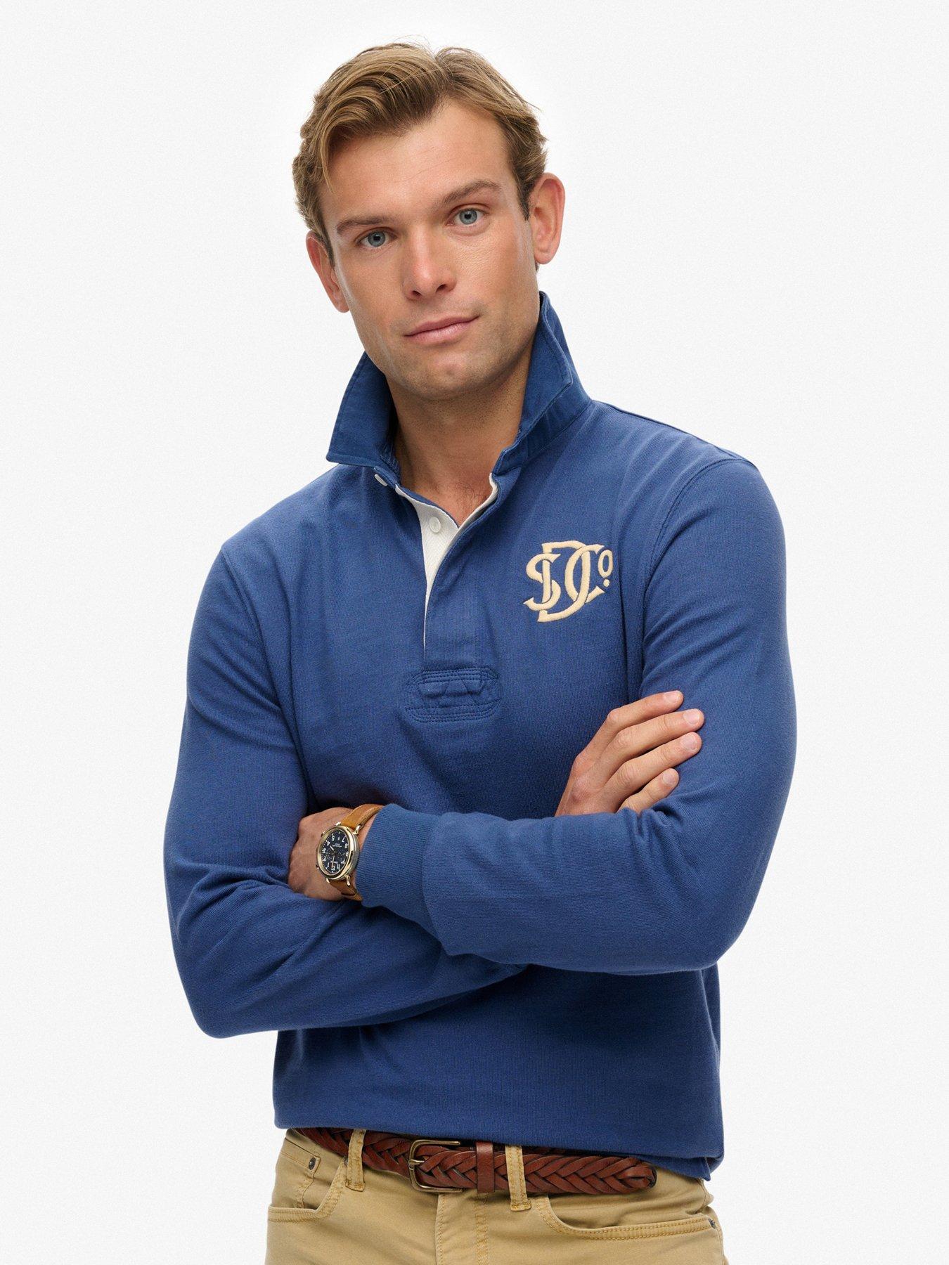 Superdry Vintage Athletic Rugby Long Sleeve T-shirt, Blue, Size S, Men
