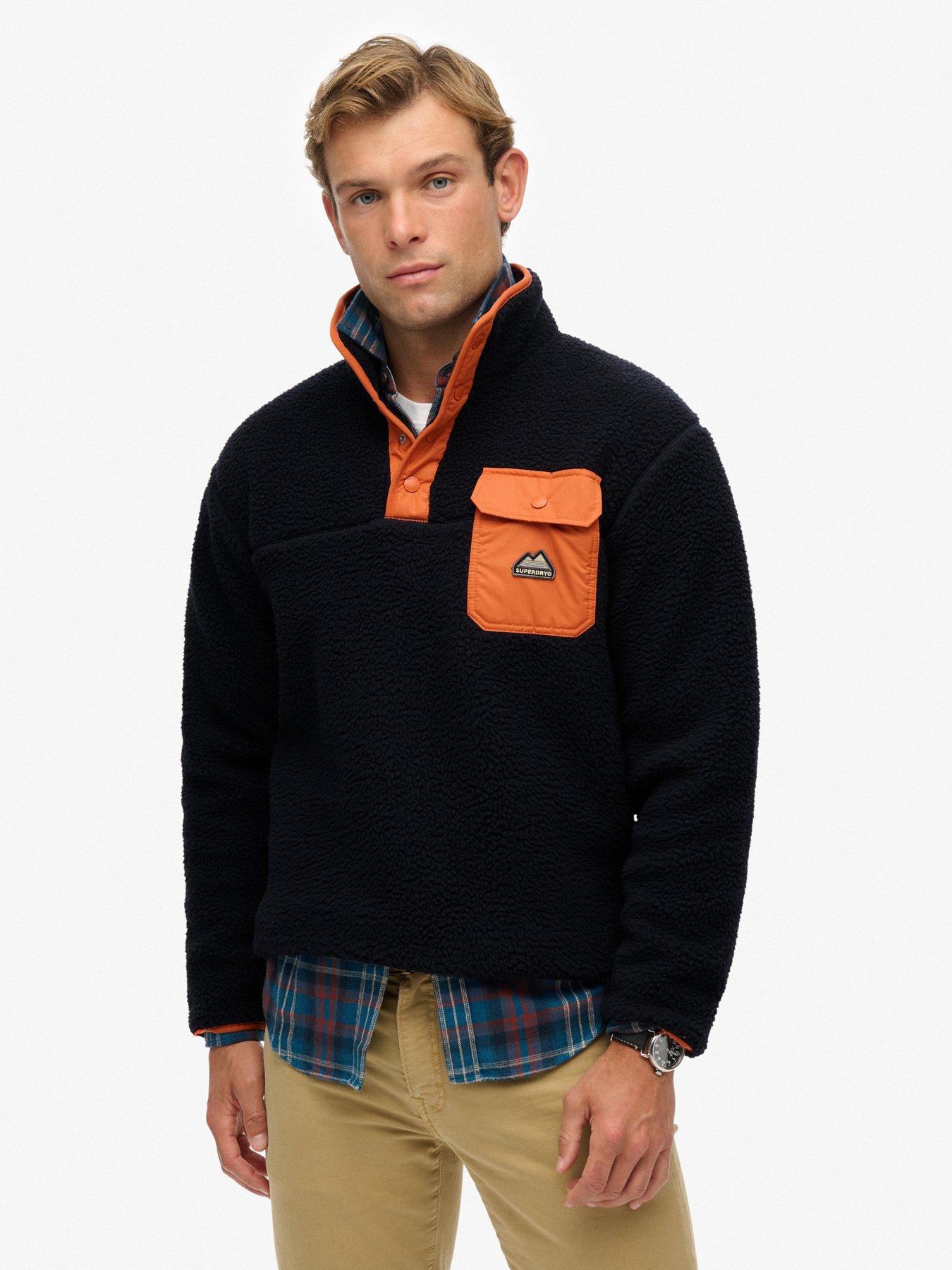 Superdry Men's Blue Fleece Sweatshirt With Snap Collar Fuji - Image 2