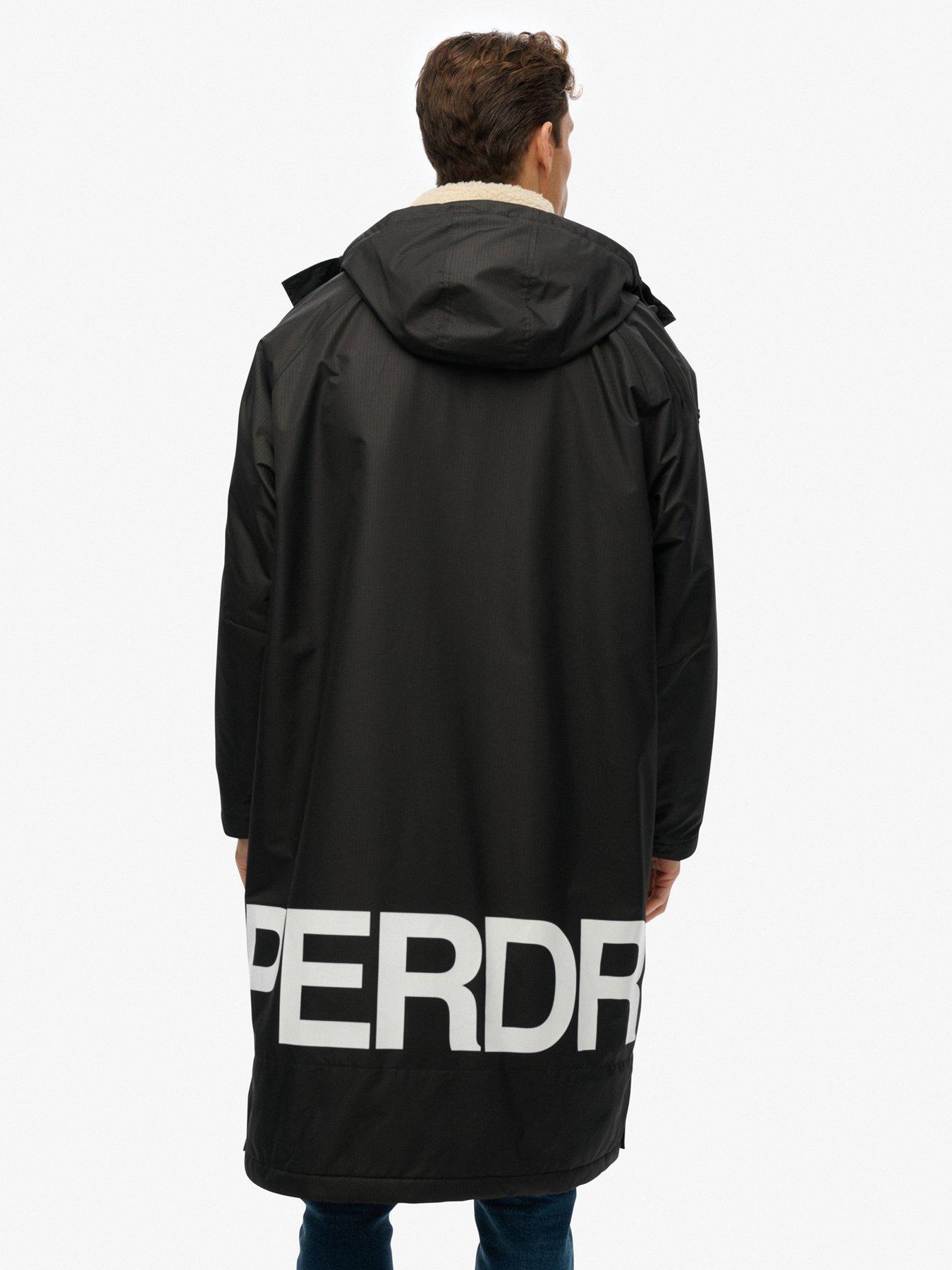 Image 2 of 6 of Superdry Waterproof Logo Hooded Changing Robe - Black