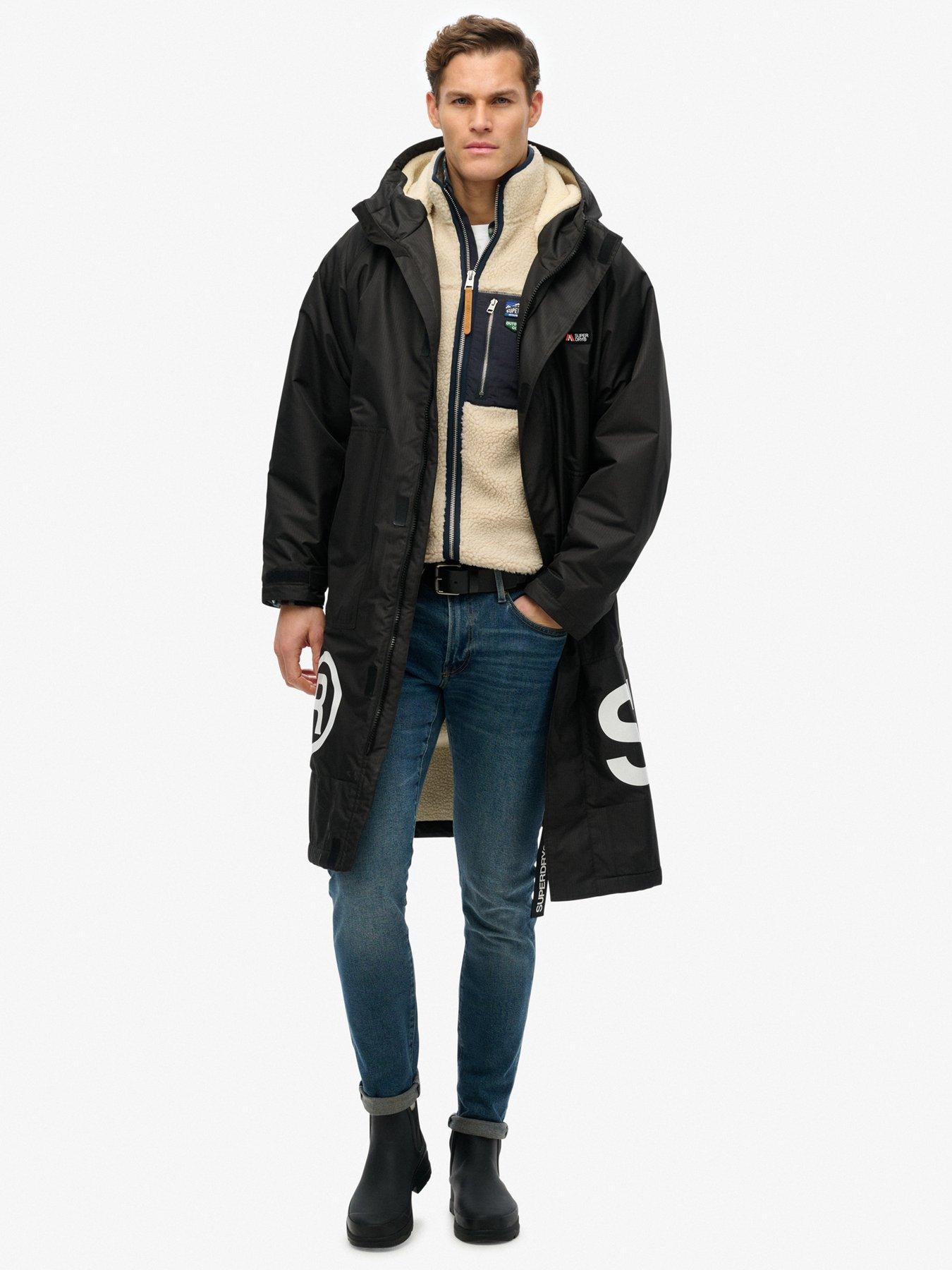 Image 3 of 6 of Superdry Waterproof Logo Hooded Changing Robe - Black