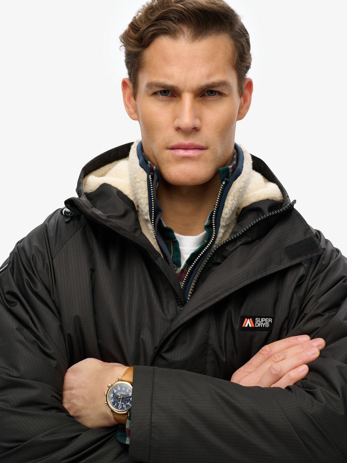 Image 4 of 6 of Superdry Waterproof Logo Hooded Changing Robe - Black