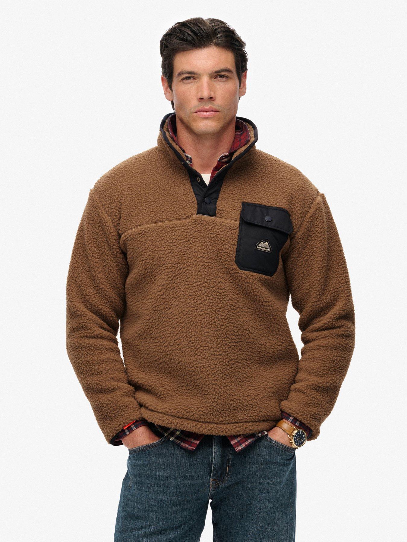 Superdry Fuji Fleece Half Zip Jacket - Brown