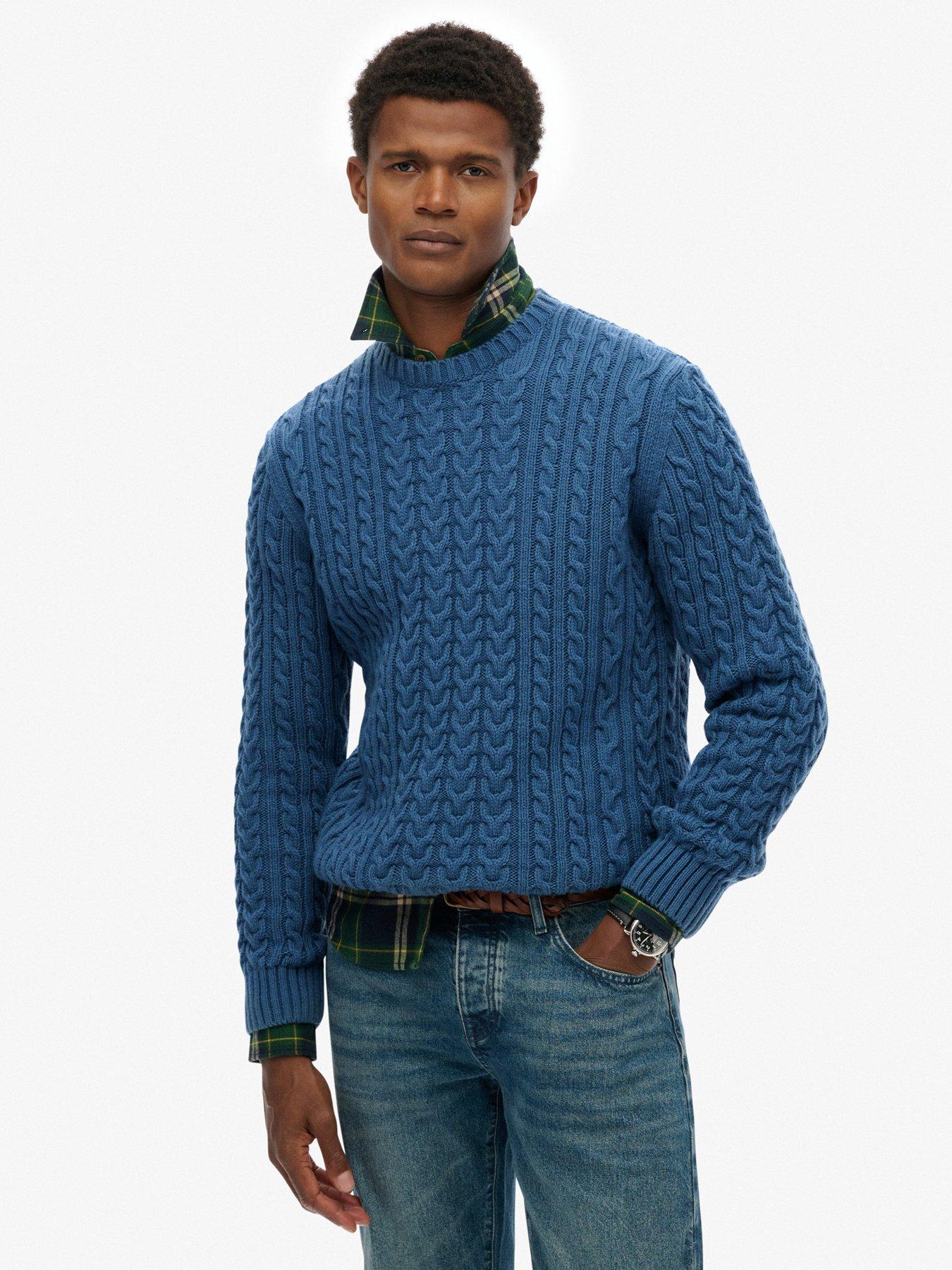 Superdry Jacob Cable Knitted Jumper - Blue