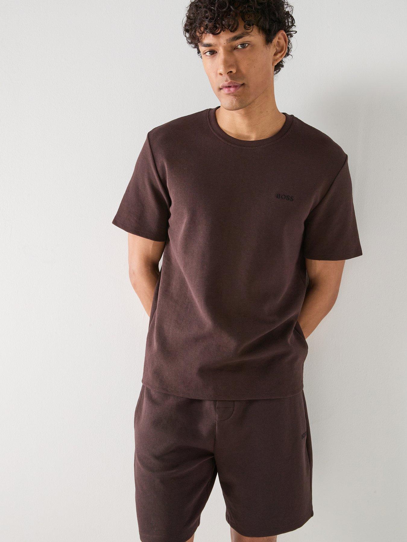 BOSS Regular Fit Waffle Loungewear T-Shirt - Brown