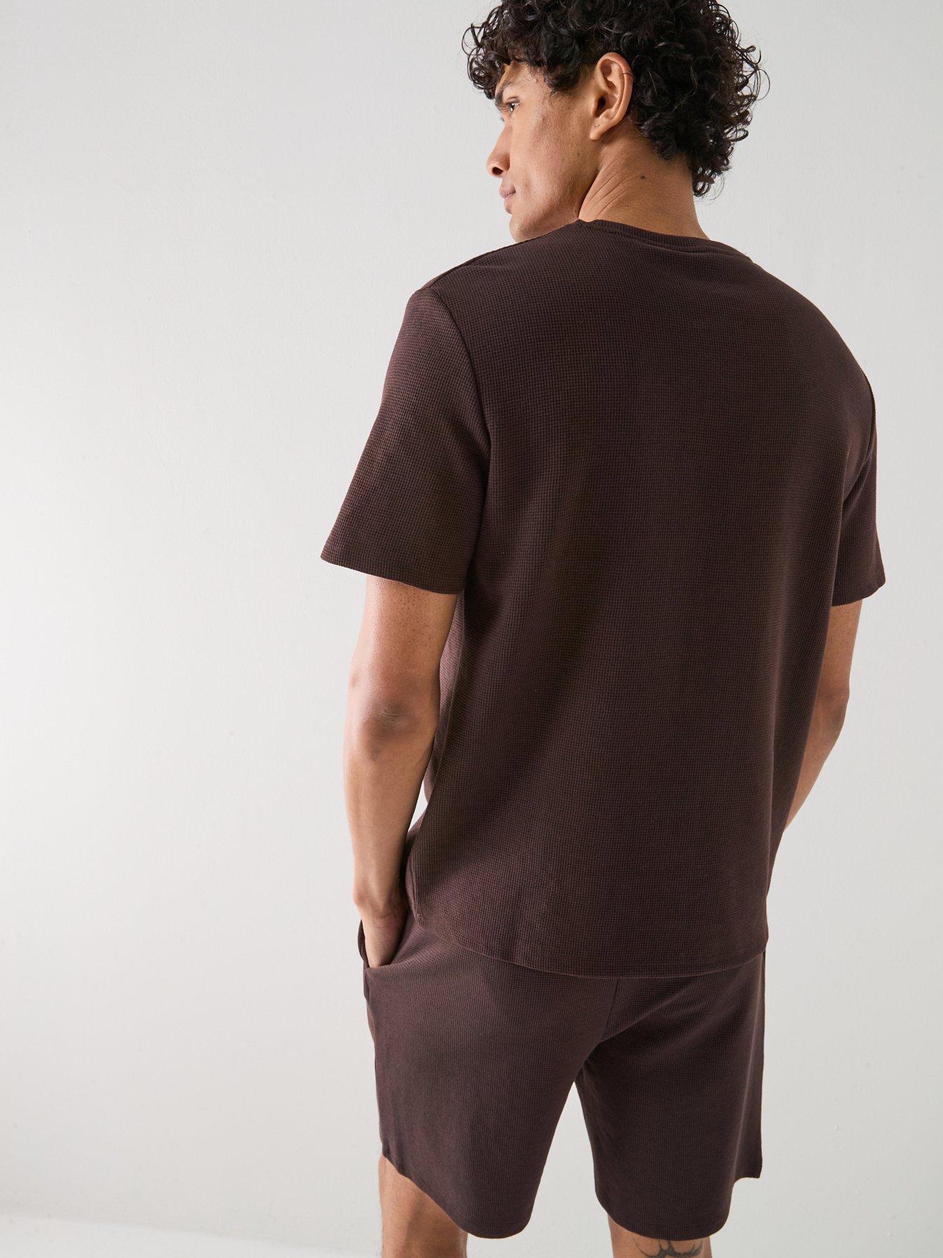 Image 2 of 4 of BOSS Regular Fit Waffle Loungewear T-Shirt - Brown